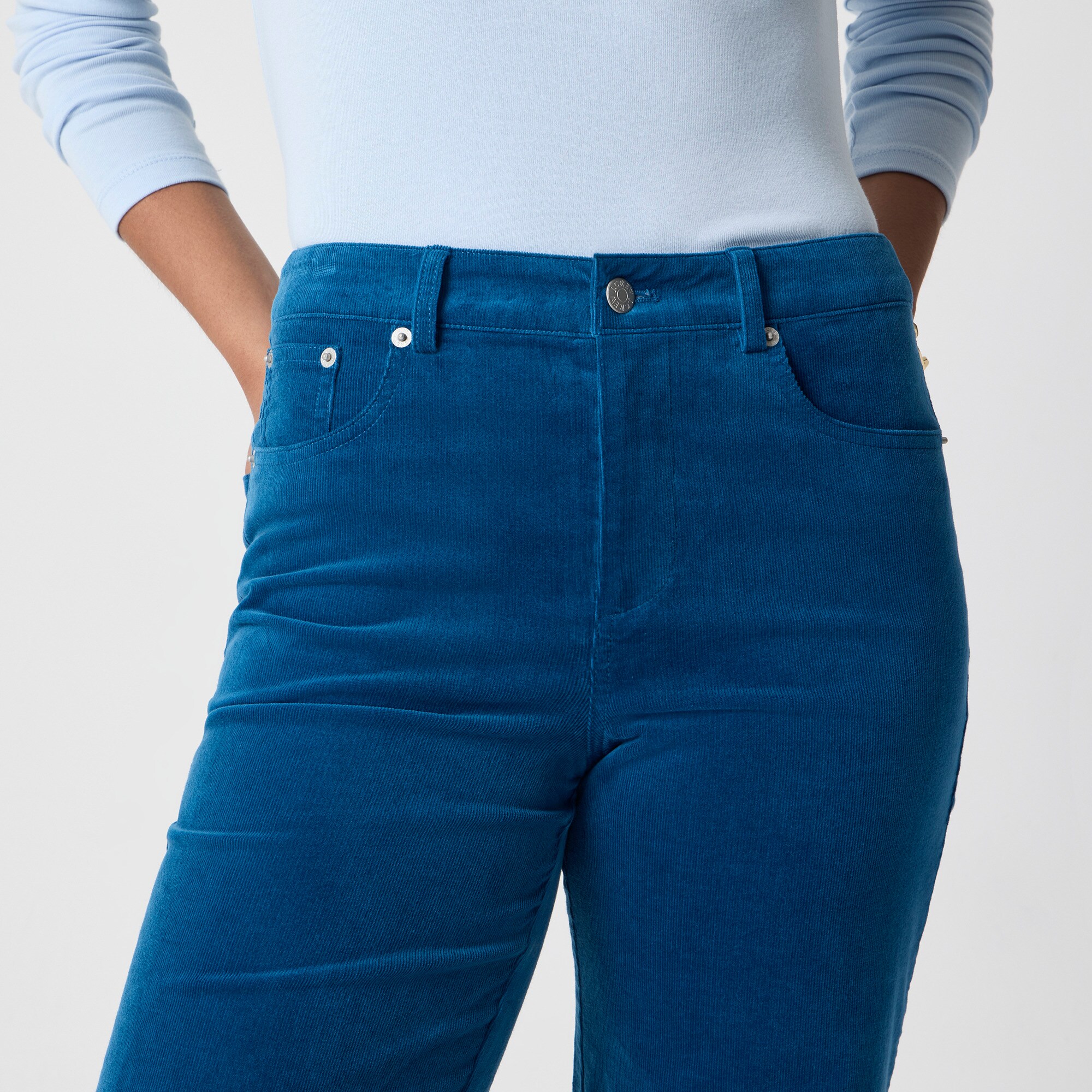 Corduroy high-rise wide-leg cropped pant