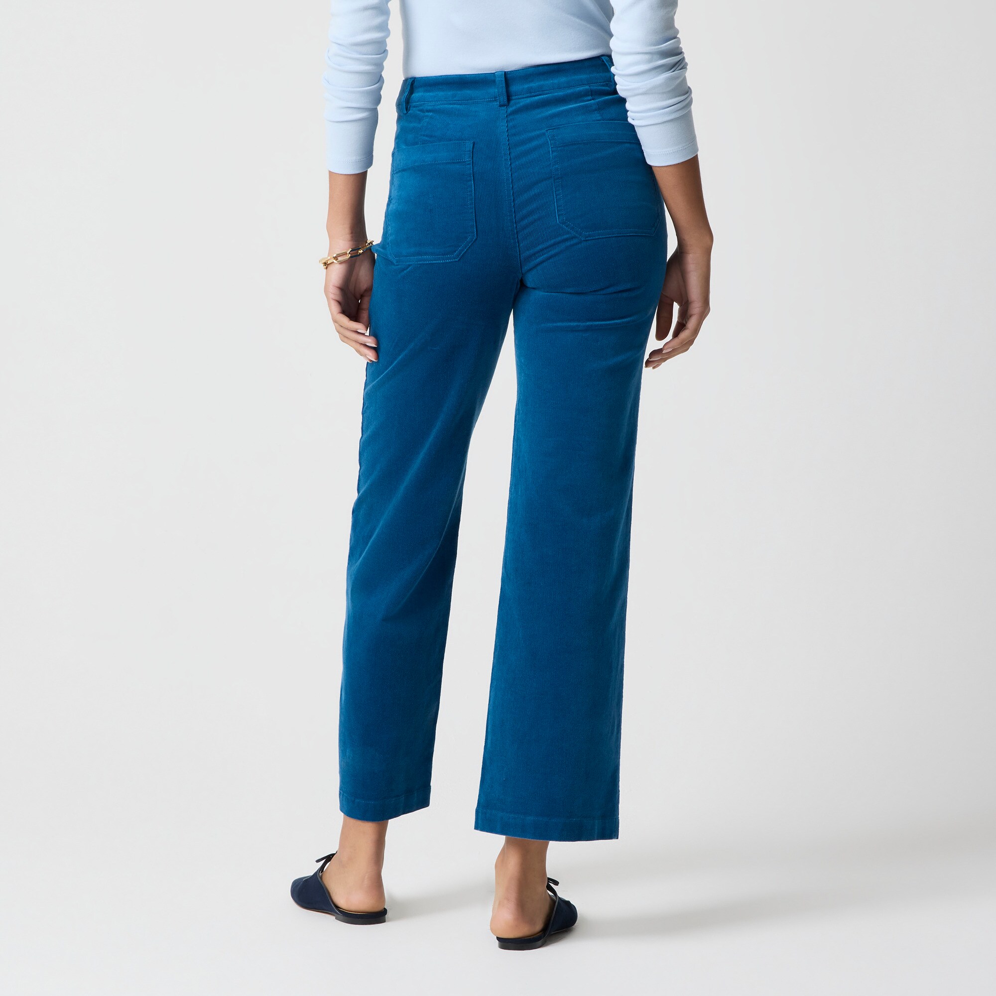 Petite corduroy high-rise wide-leg cropped pant