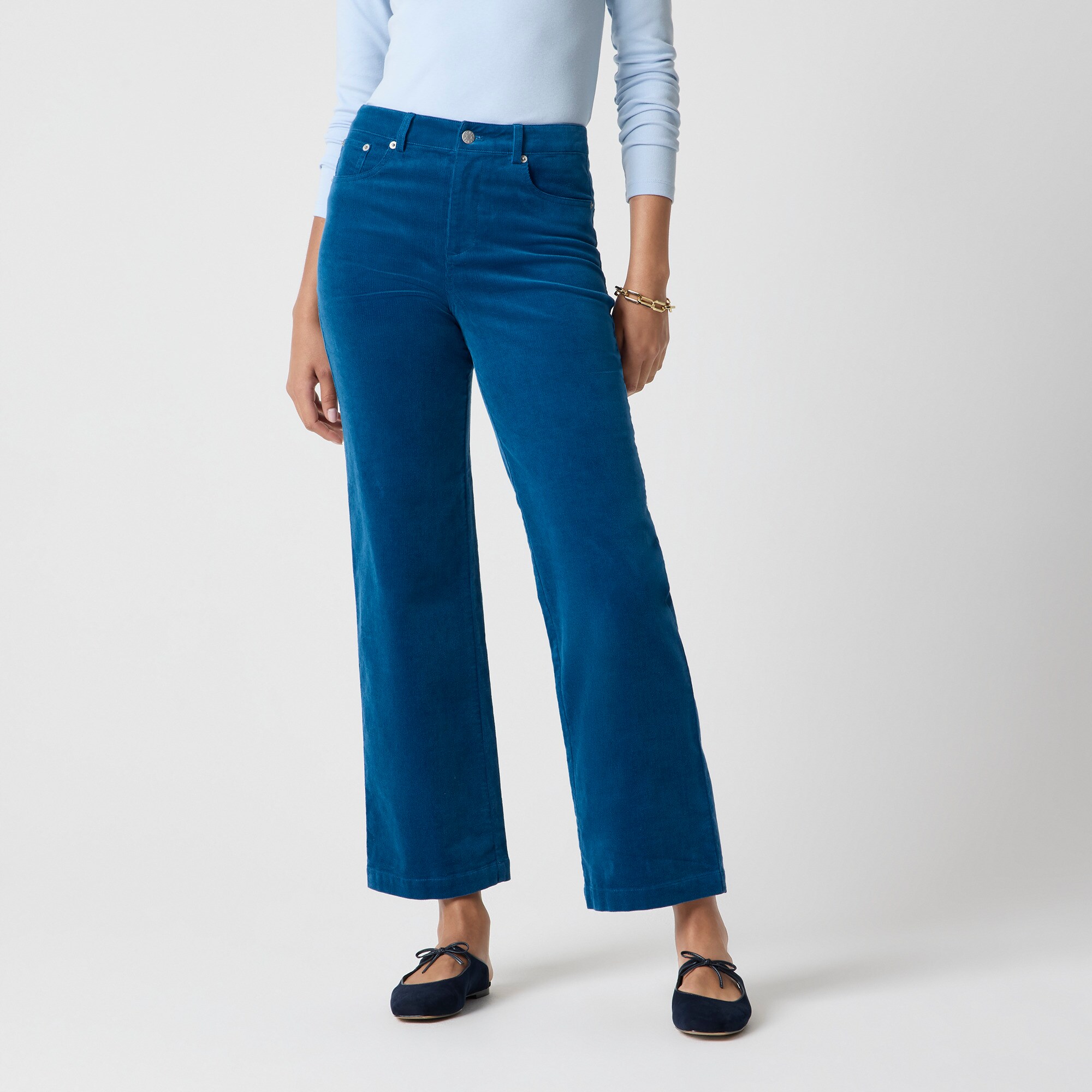 Petite corduroy high-rise wide-leg cropped pant