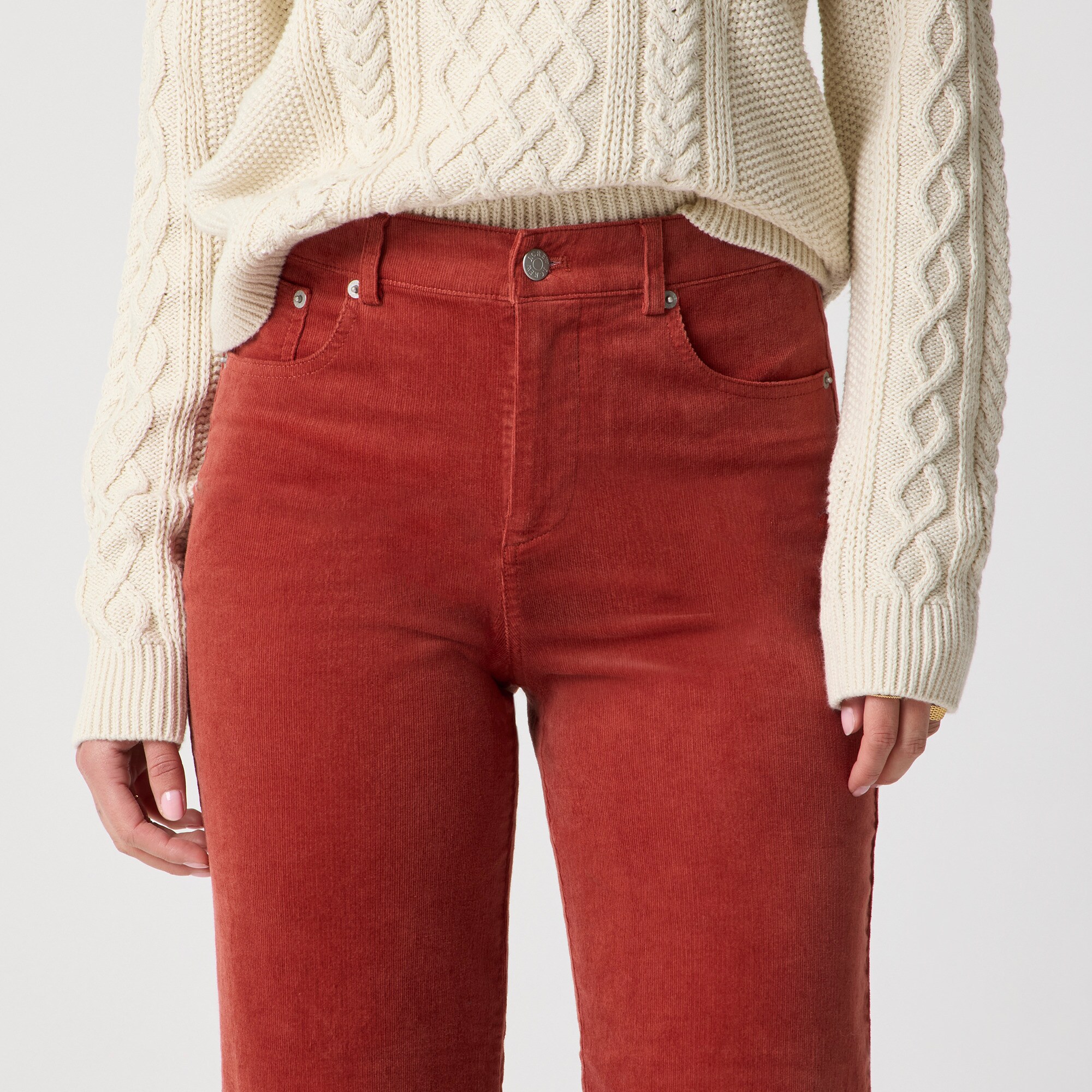 Corduroy high-rise wide-leg cropped pant