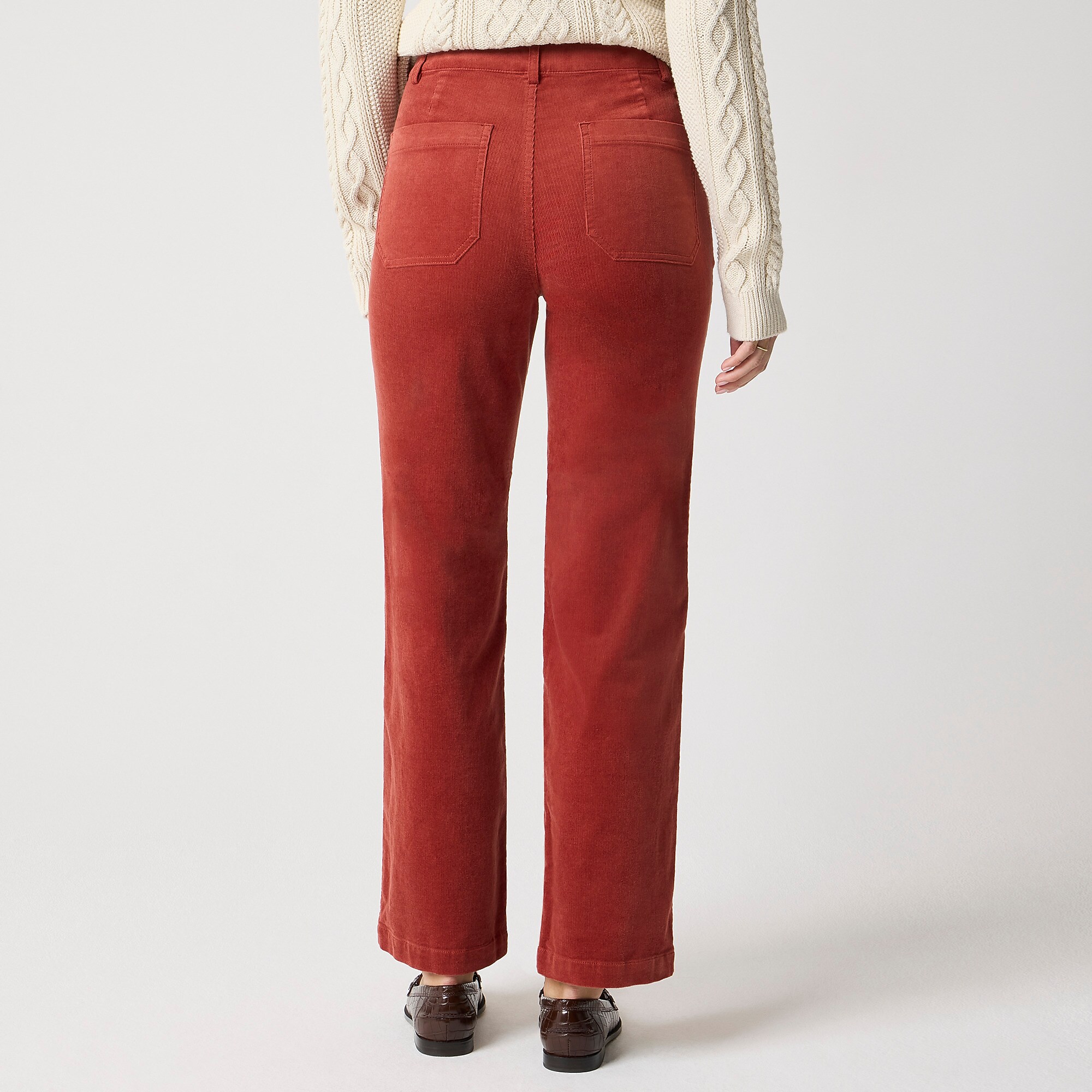 Corduroy high-rise wide-leg cropped pant