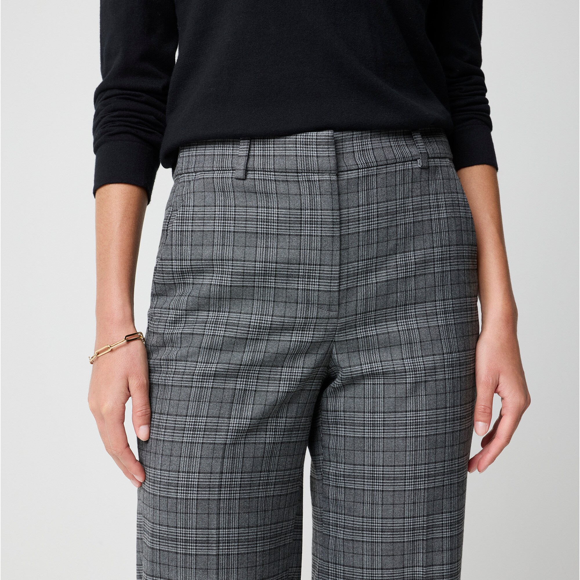 Remy plaid full-length high-rise wide-leg pant
