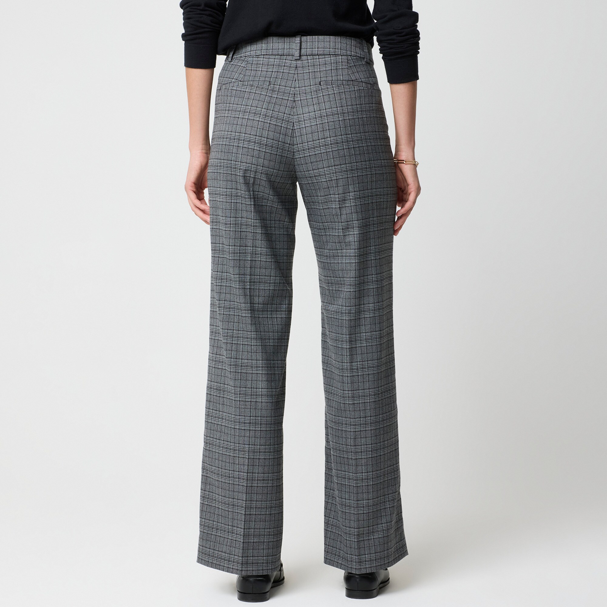 Tall Remy plaid full-length high-rise wide-leg pant