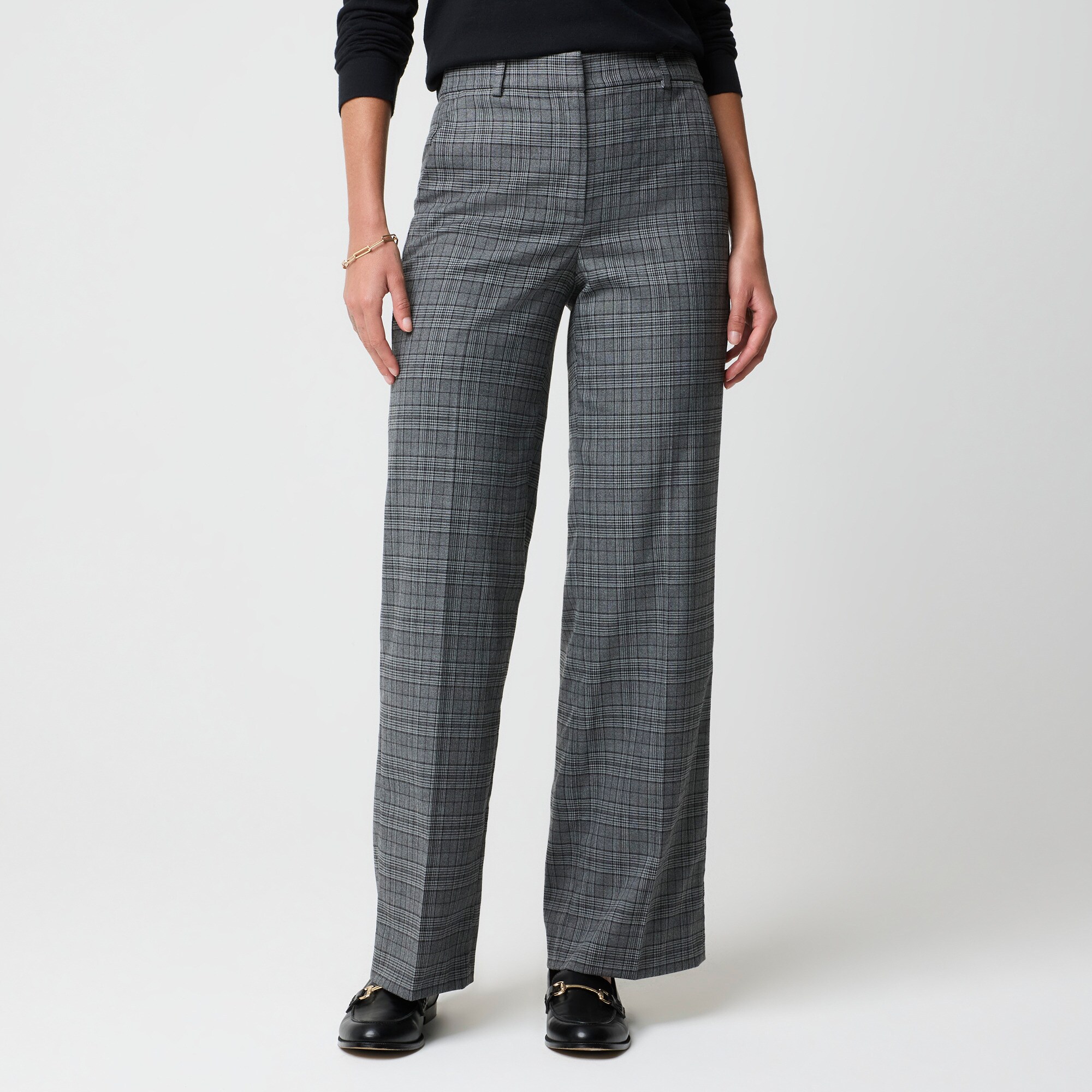 Tall Remy plaid full-length high-rise wide-leg pant