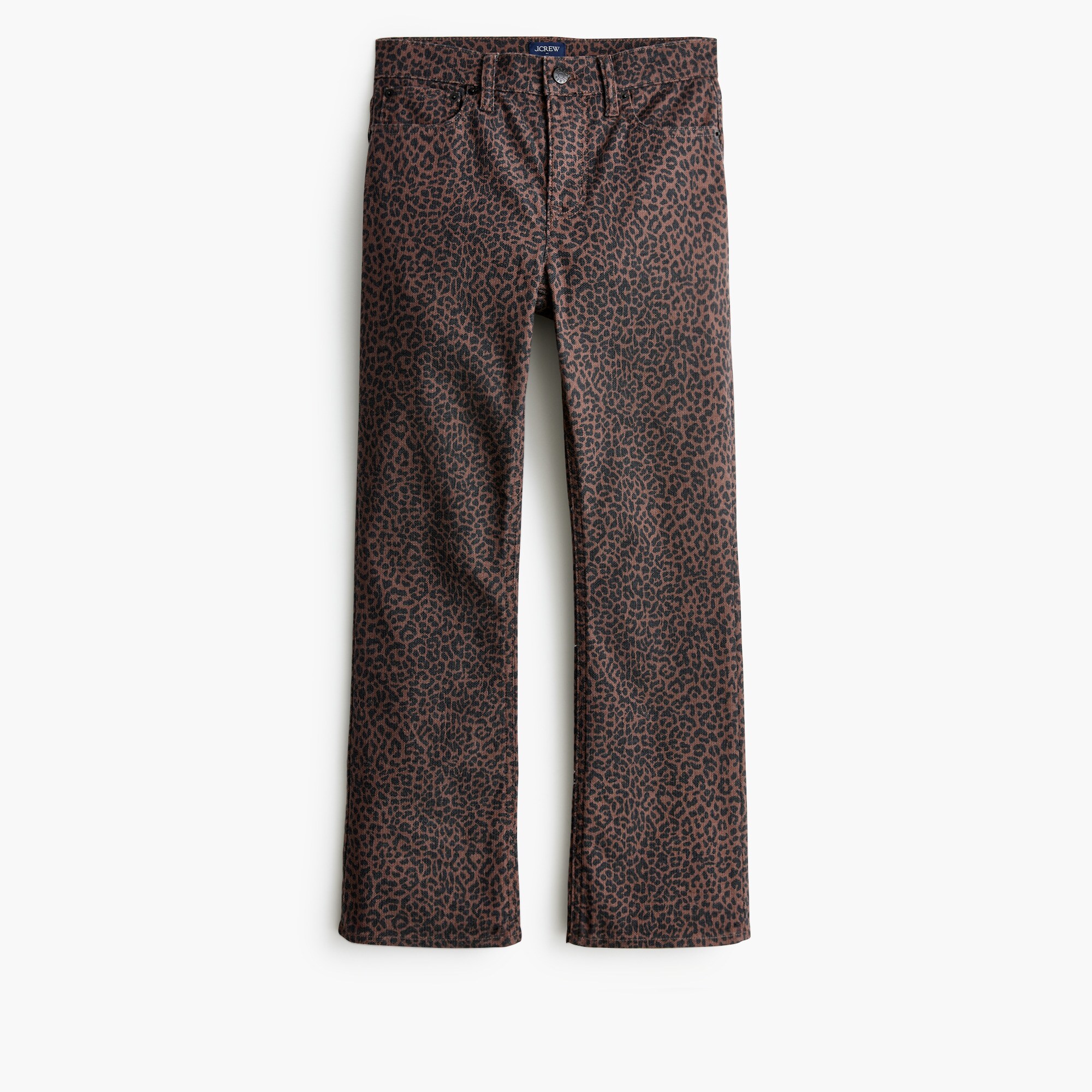 Leopard mid-rise flare crop jean in all-day stretch