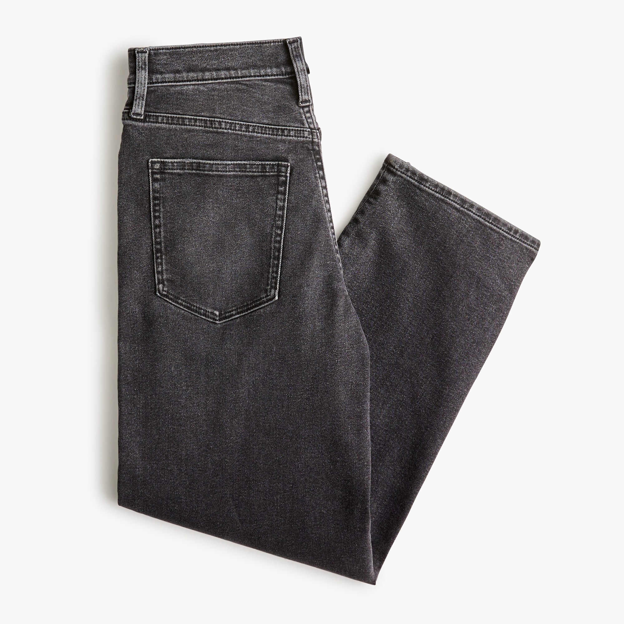 Petite washed black barrel-leg jean in all-day stretch