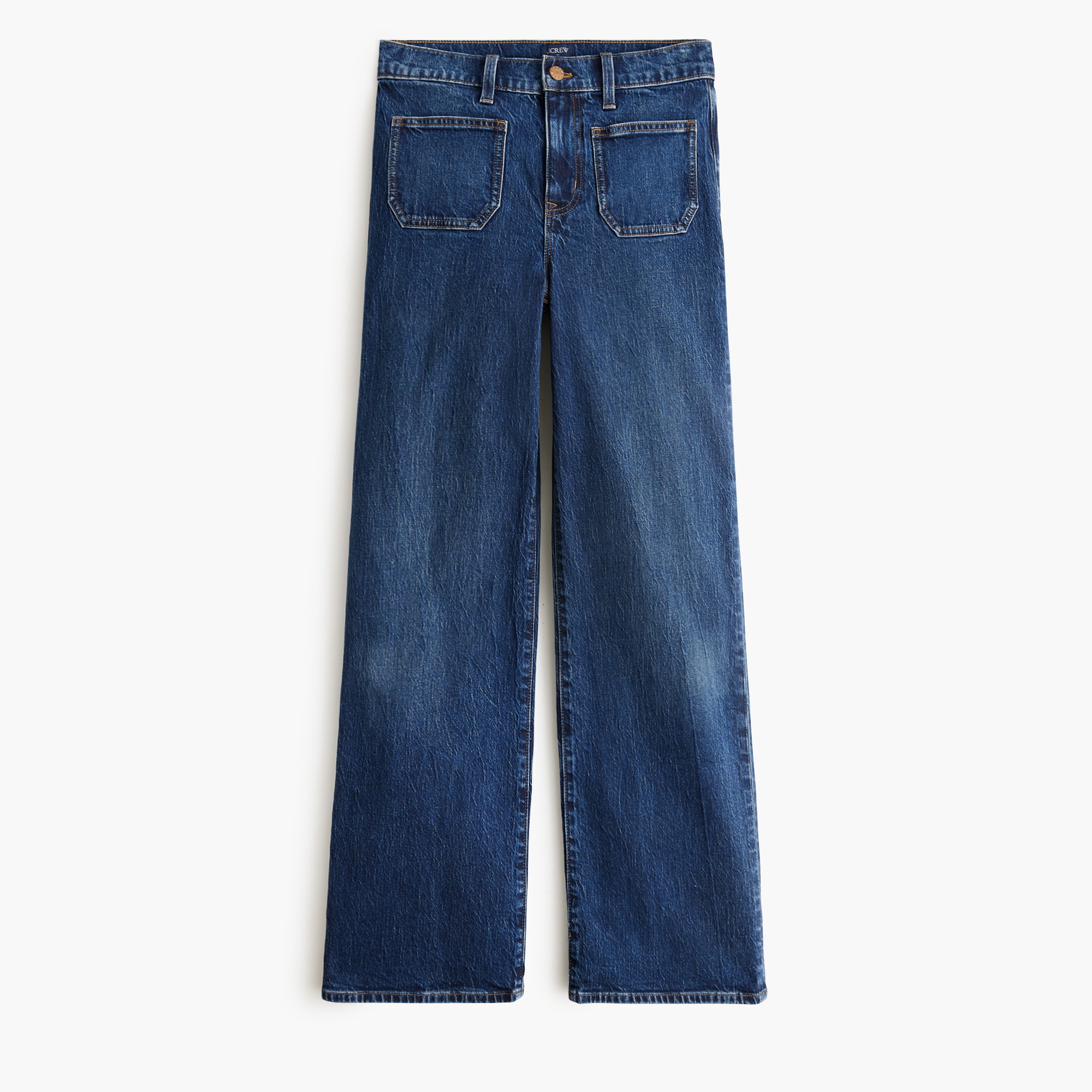 Slim wide-leg patch-pocket jean