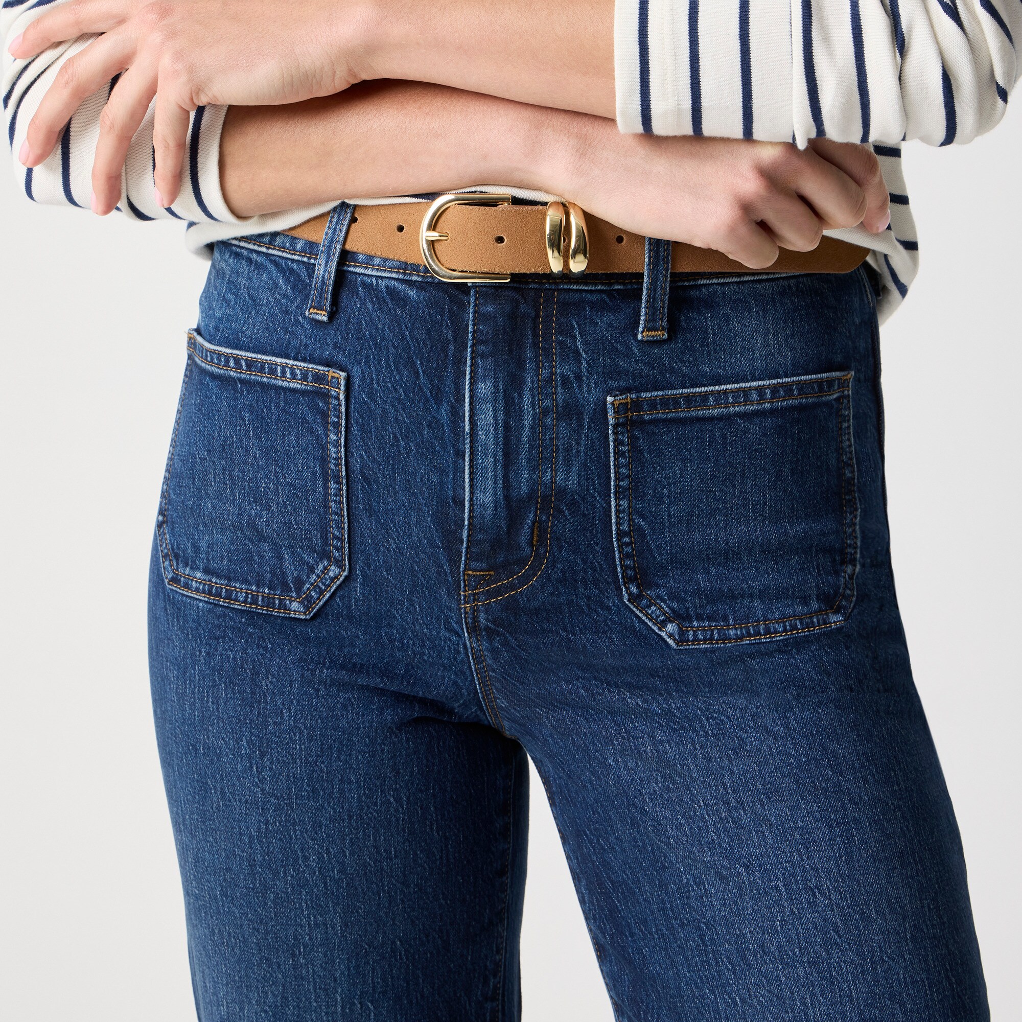 Slim wide-leg patch-pocket jean