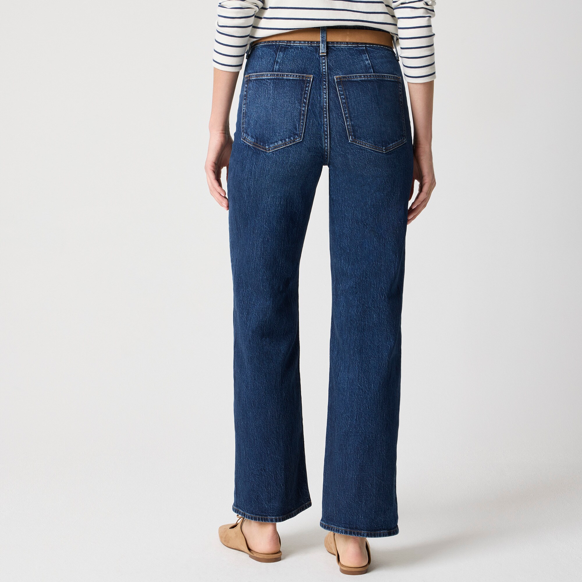 Slim wide-leg patch-pocket jean
