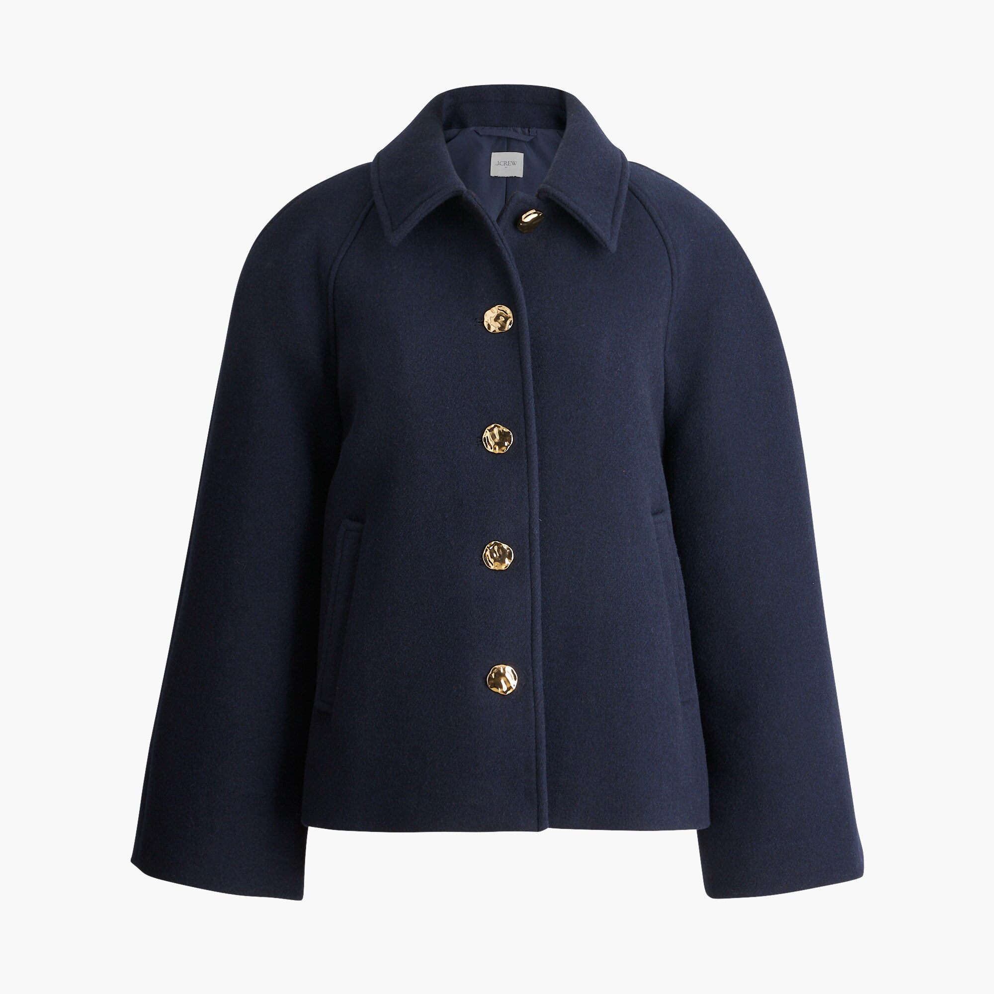 Cropped wool-blend swing coat