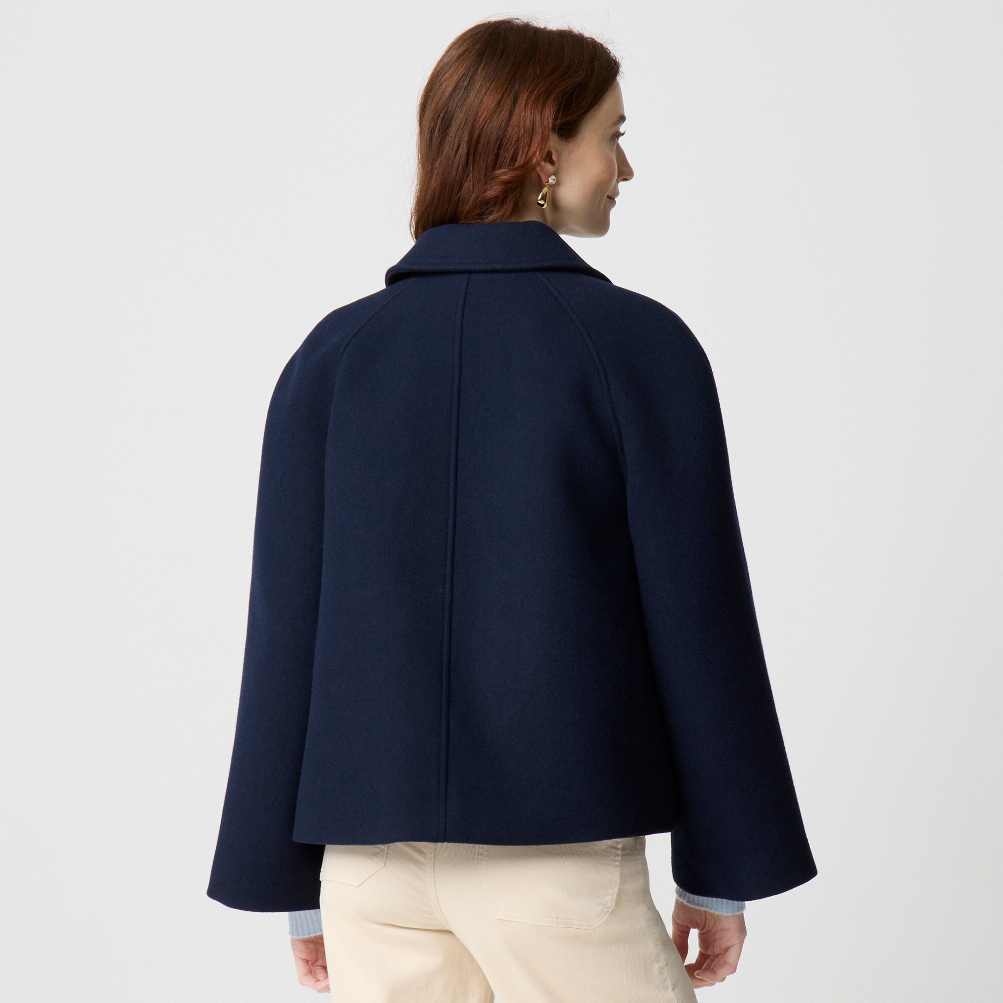 Cropped wool-blend swing coat