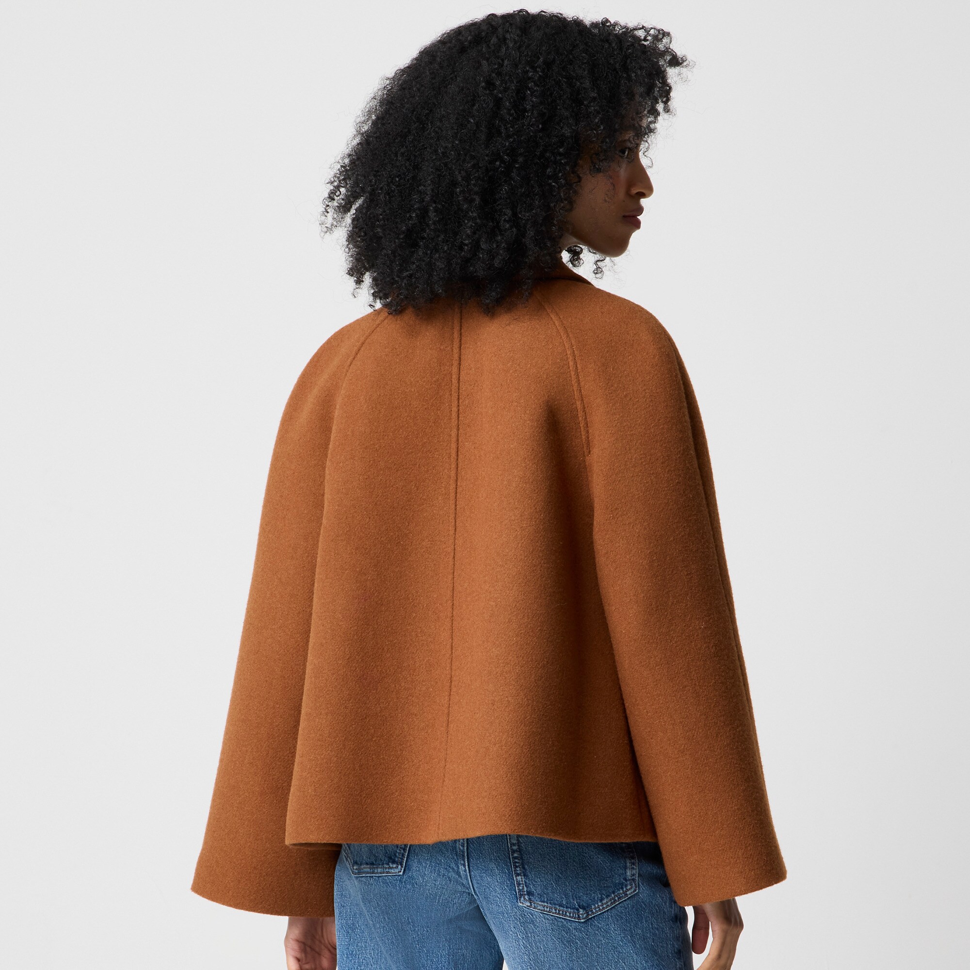 Cropped wool-blend swing coat
