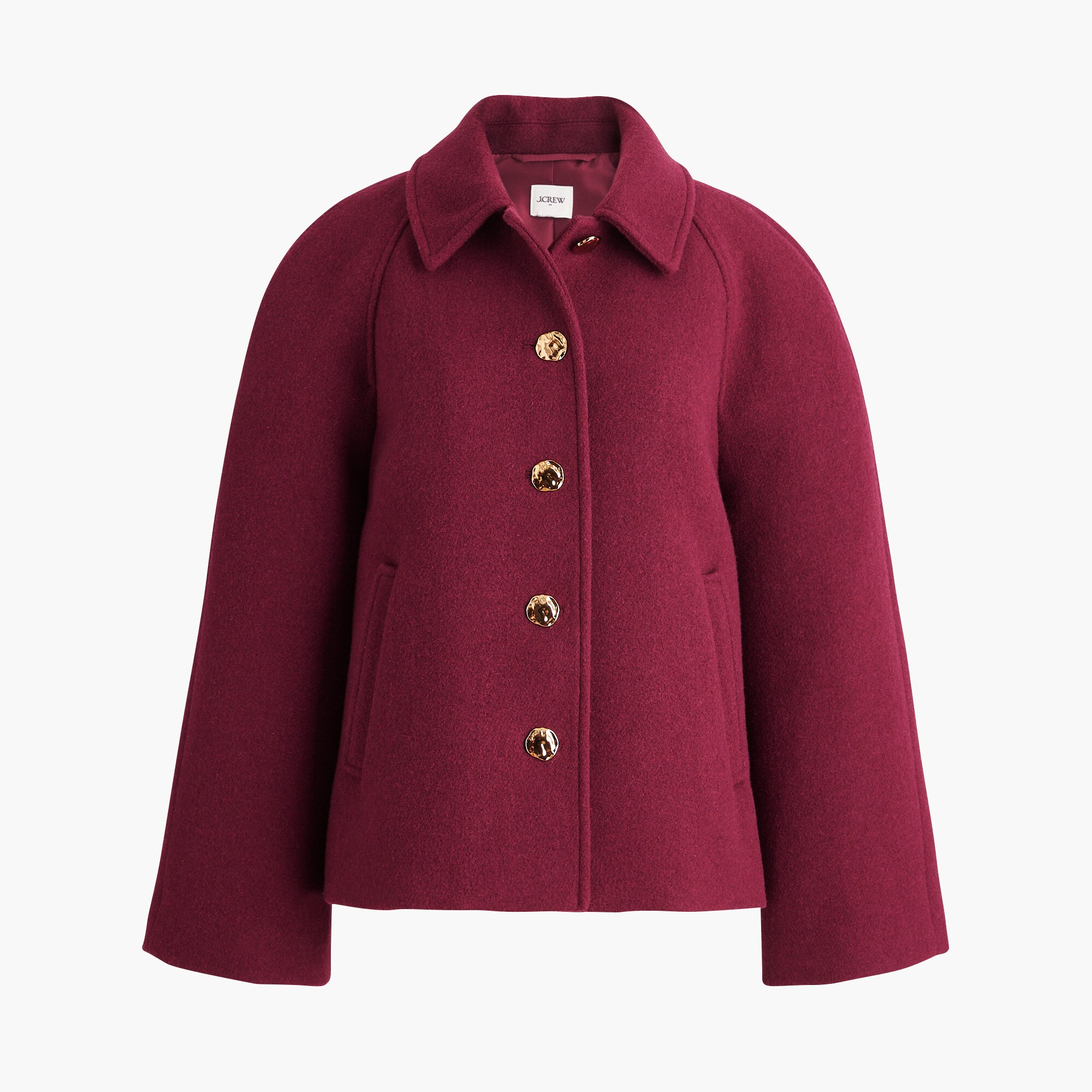 Cropped wool-blend swing coat