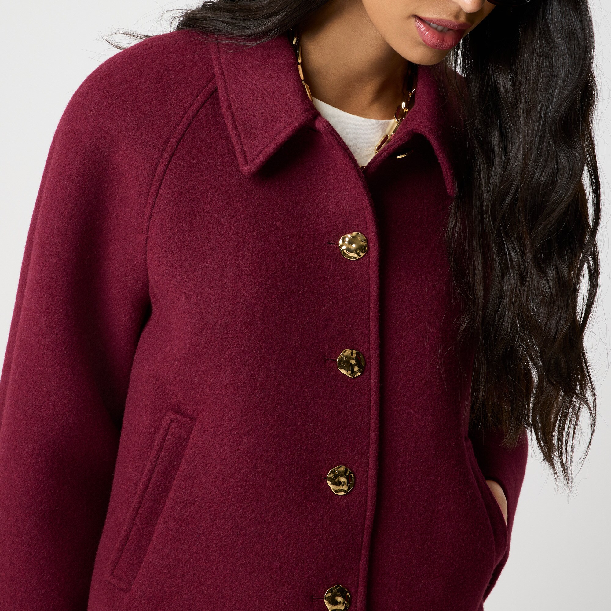 Cropped wool-blend swing coat