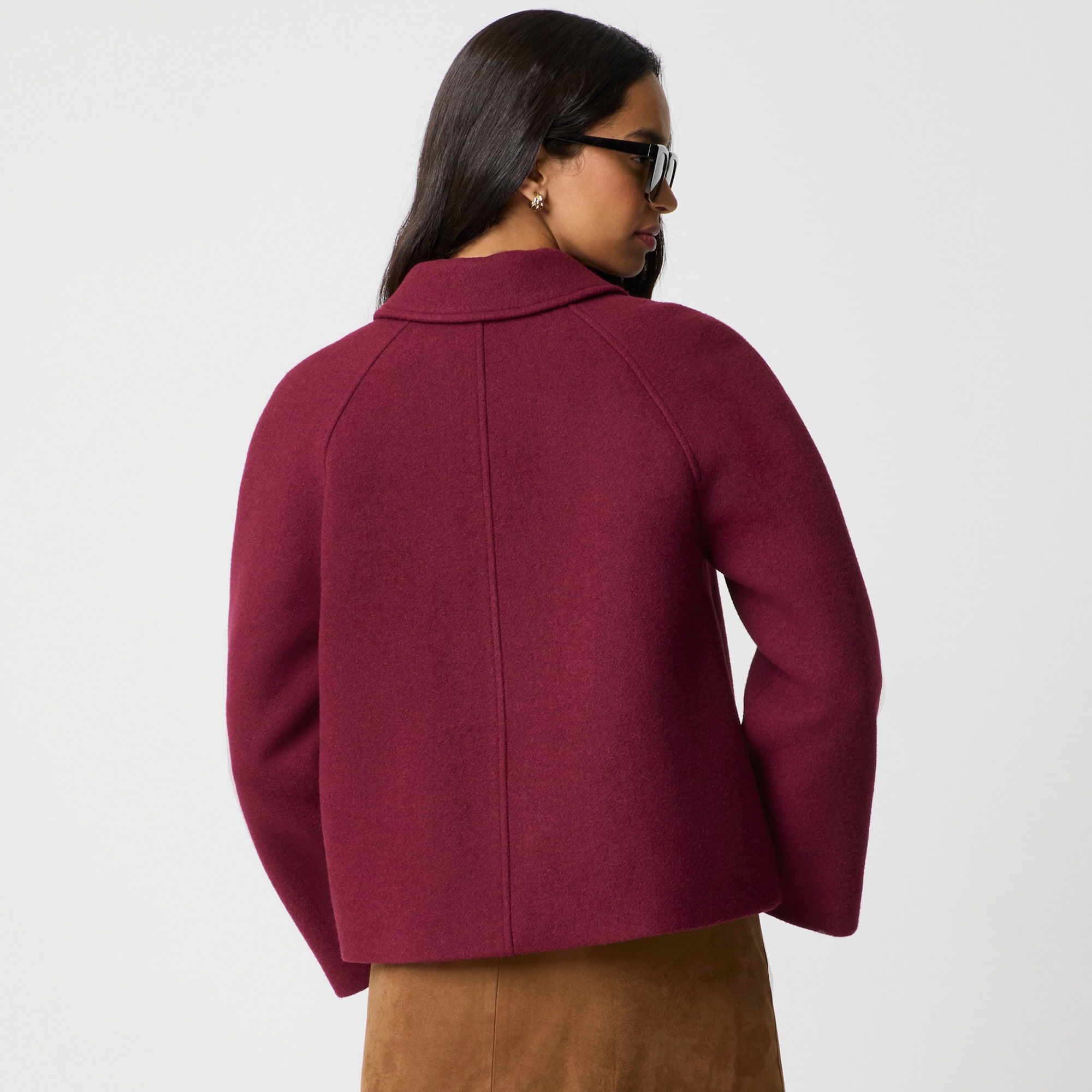 Cropped Wool-blend Swing Coat For Women | Factory