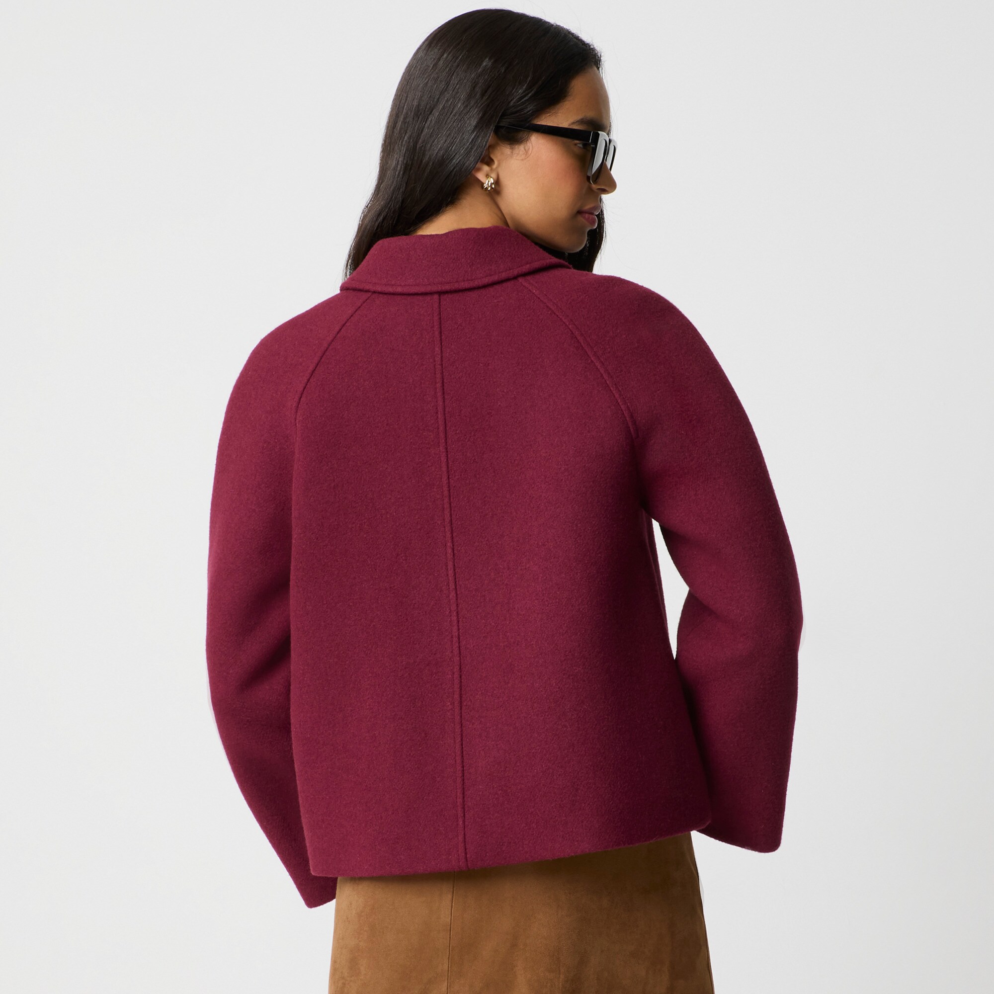 Cropped wool-blend swing coat