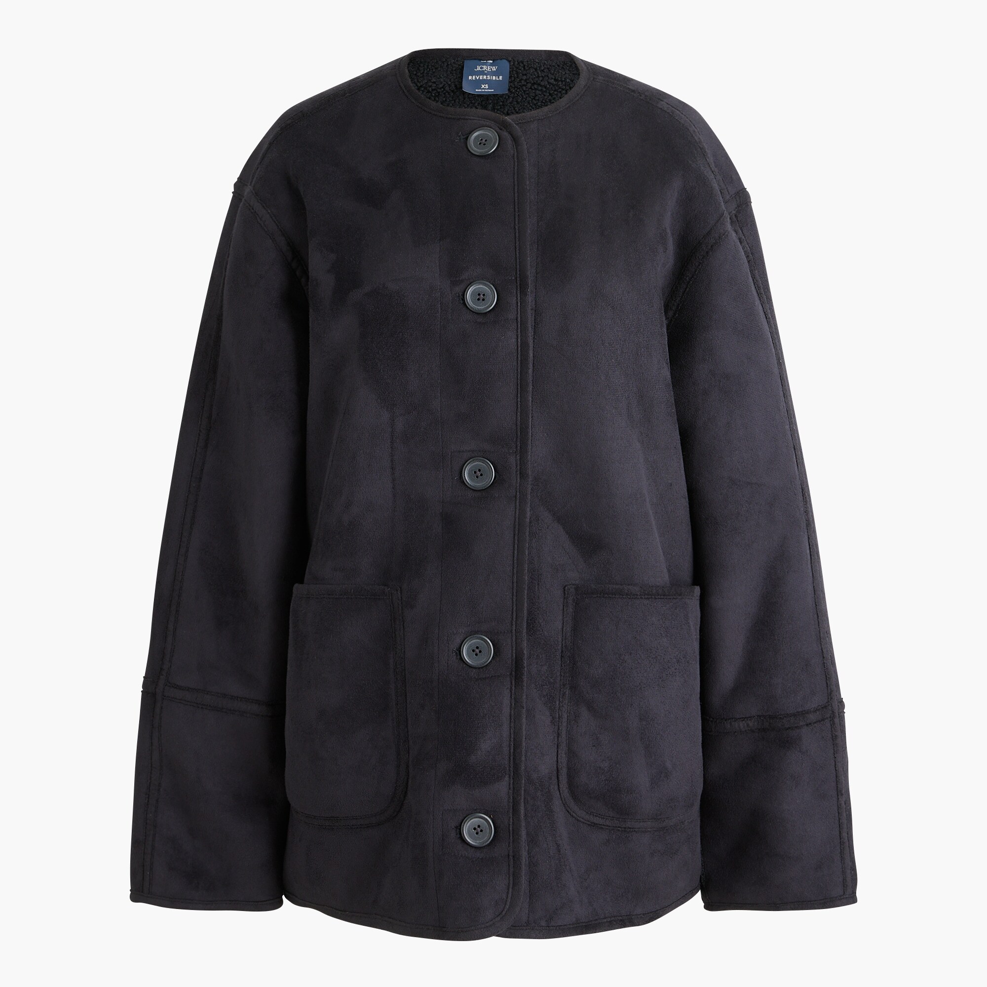 Reversible sherpa and faux-suede jacket