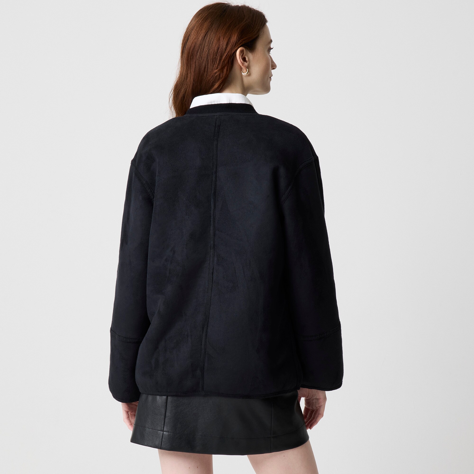 Reversible sherpa and faux-suede jacket