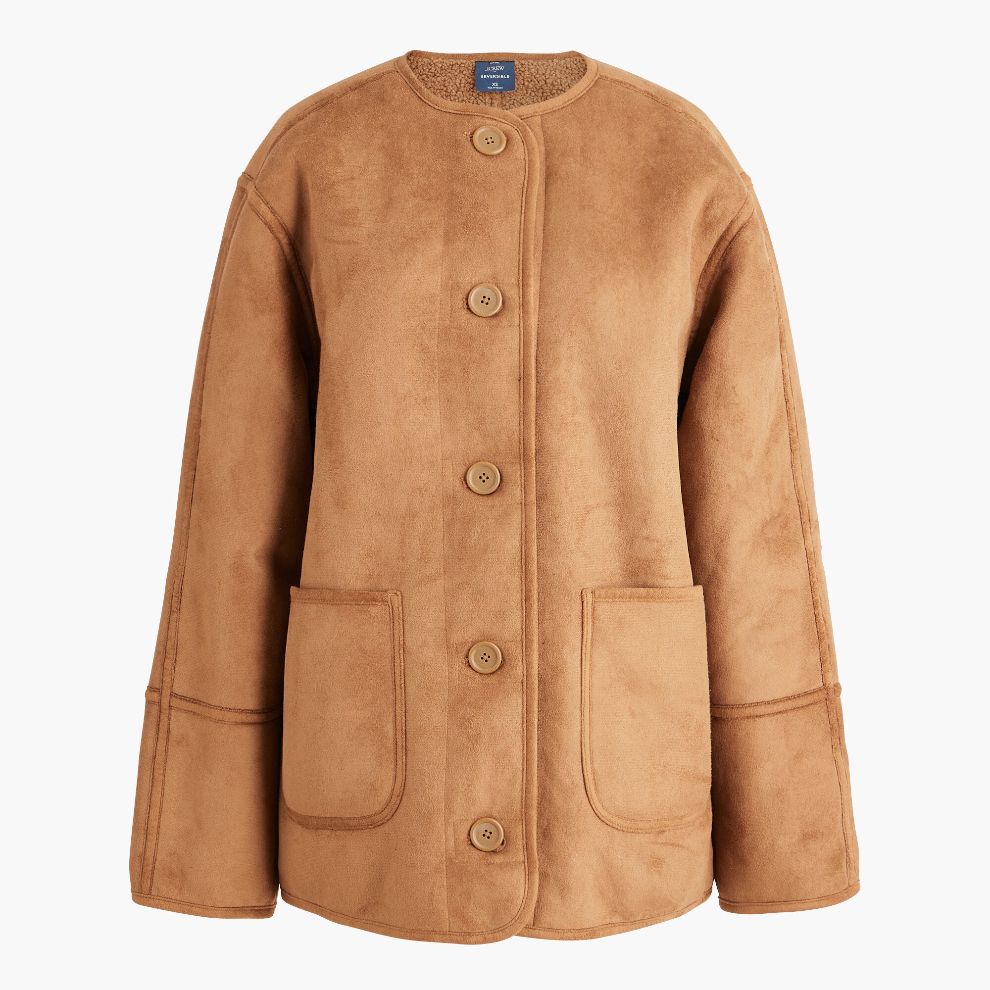 womens Reversible sherpa and faux-suede jacket