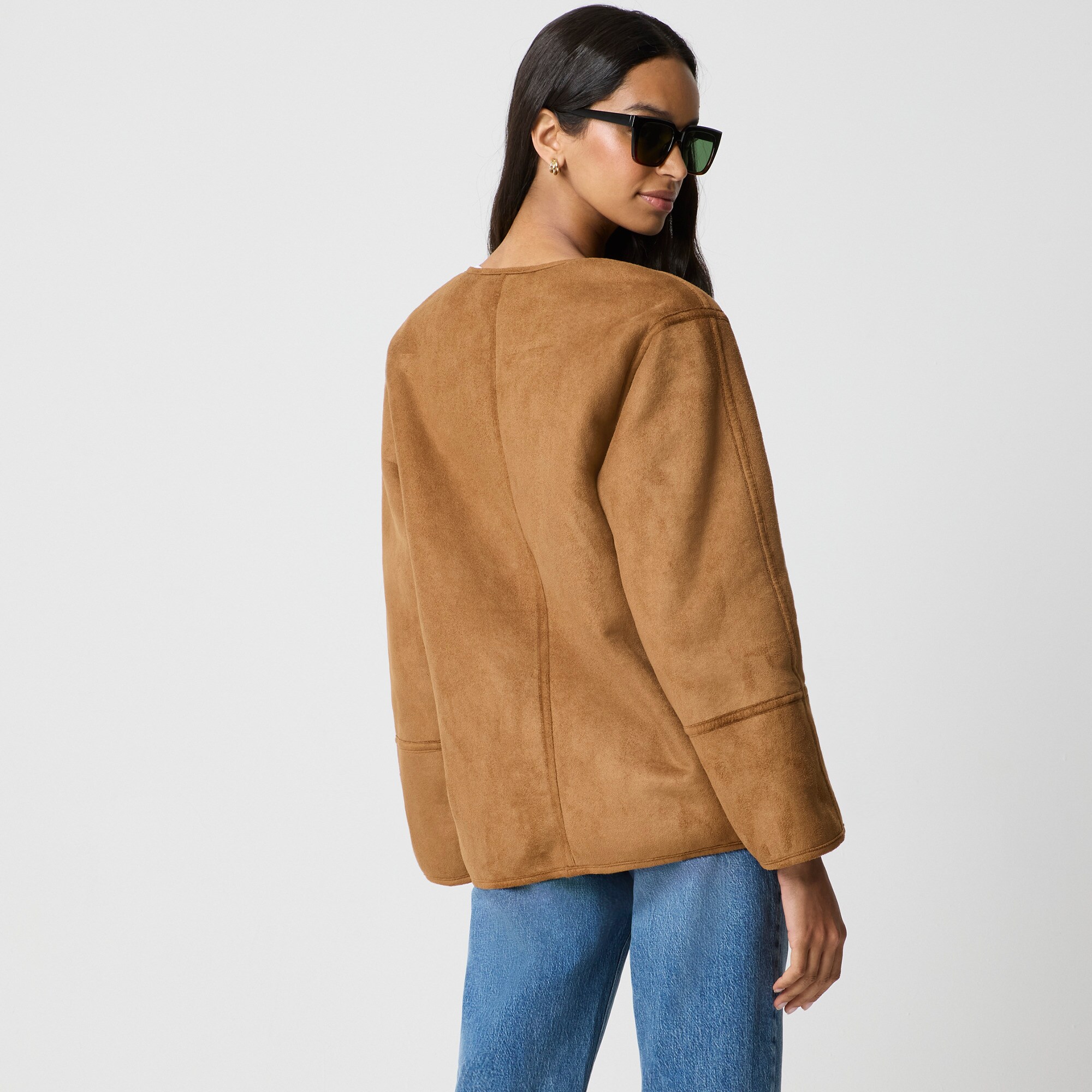 Reversible sherpa and faux-suede jacket