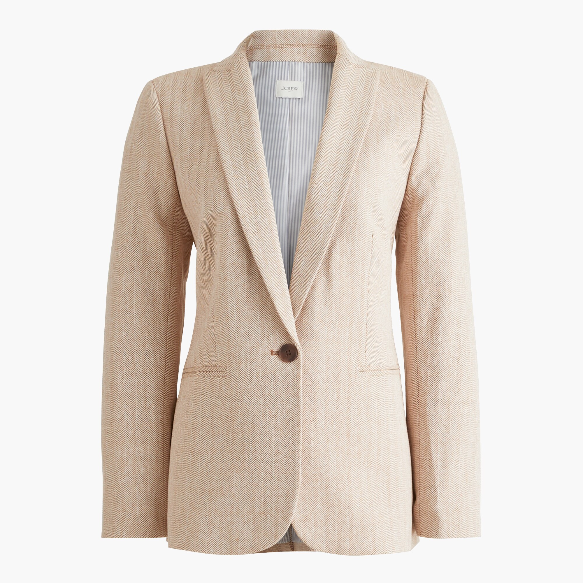 Cotton herringbone one-button blazer
