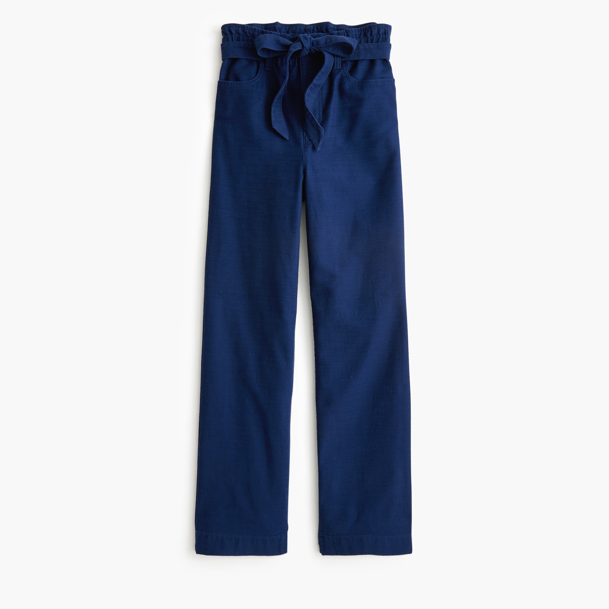 twill paper-bag full-length pant for women
