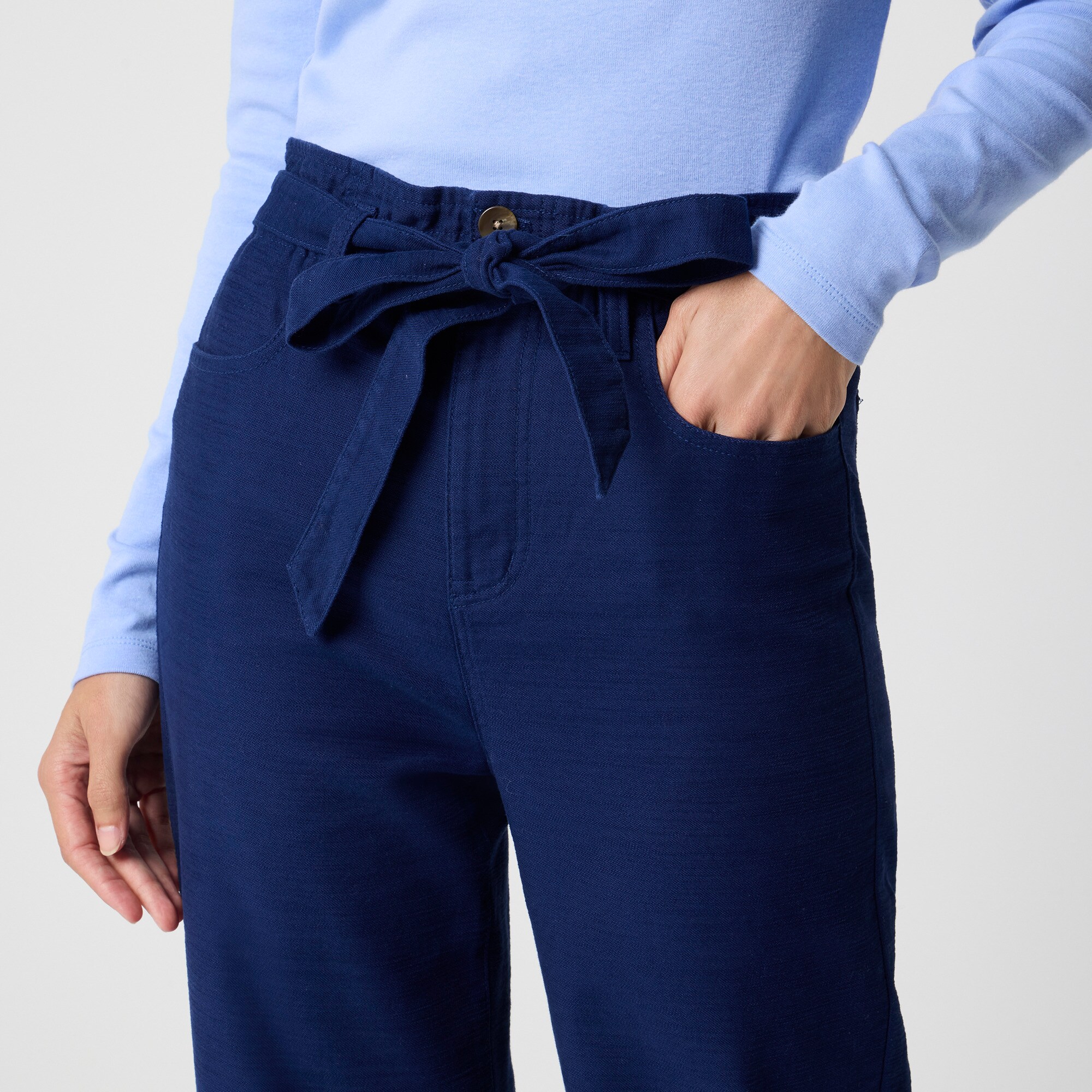 Twill paper-bag full-length pant