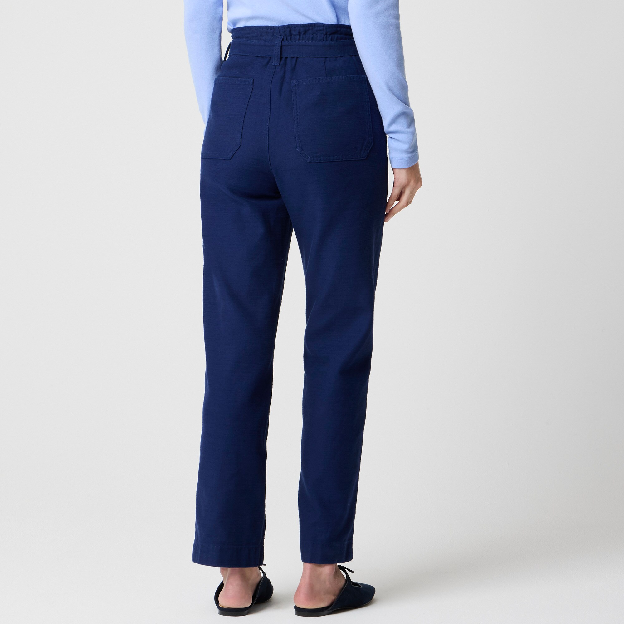 Twill paper-bag full-length pant
