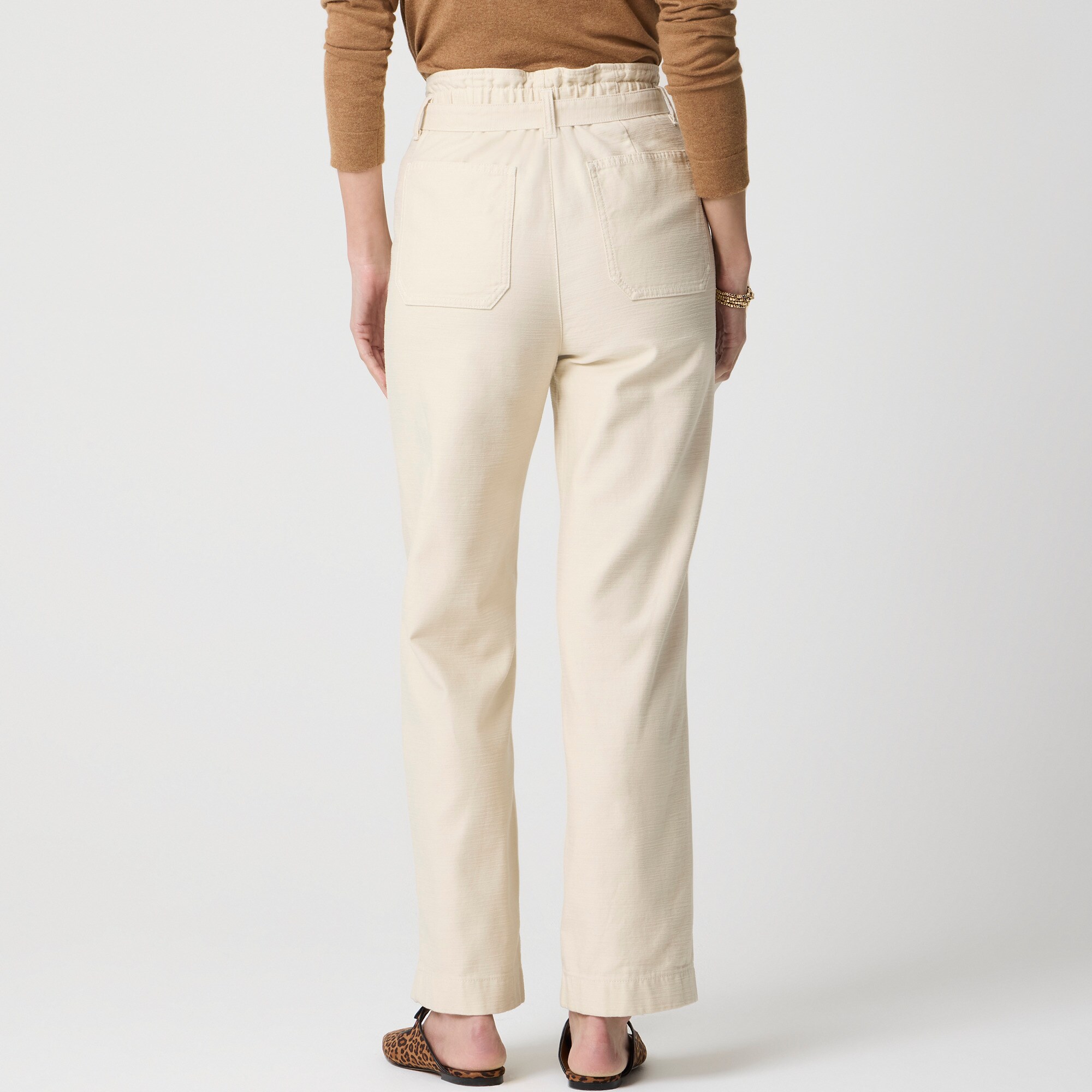 Twill paper-bag full-length pant