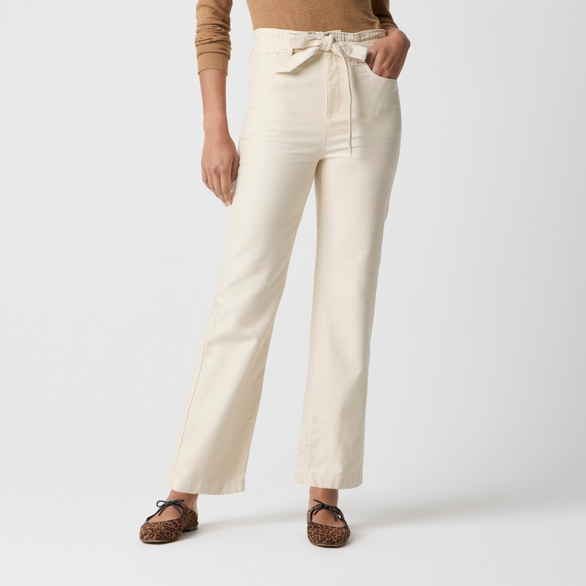womens Twill paper-bag full-length pant