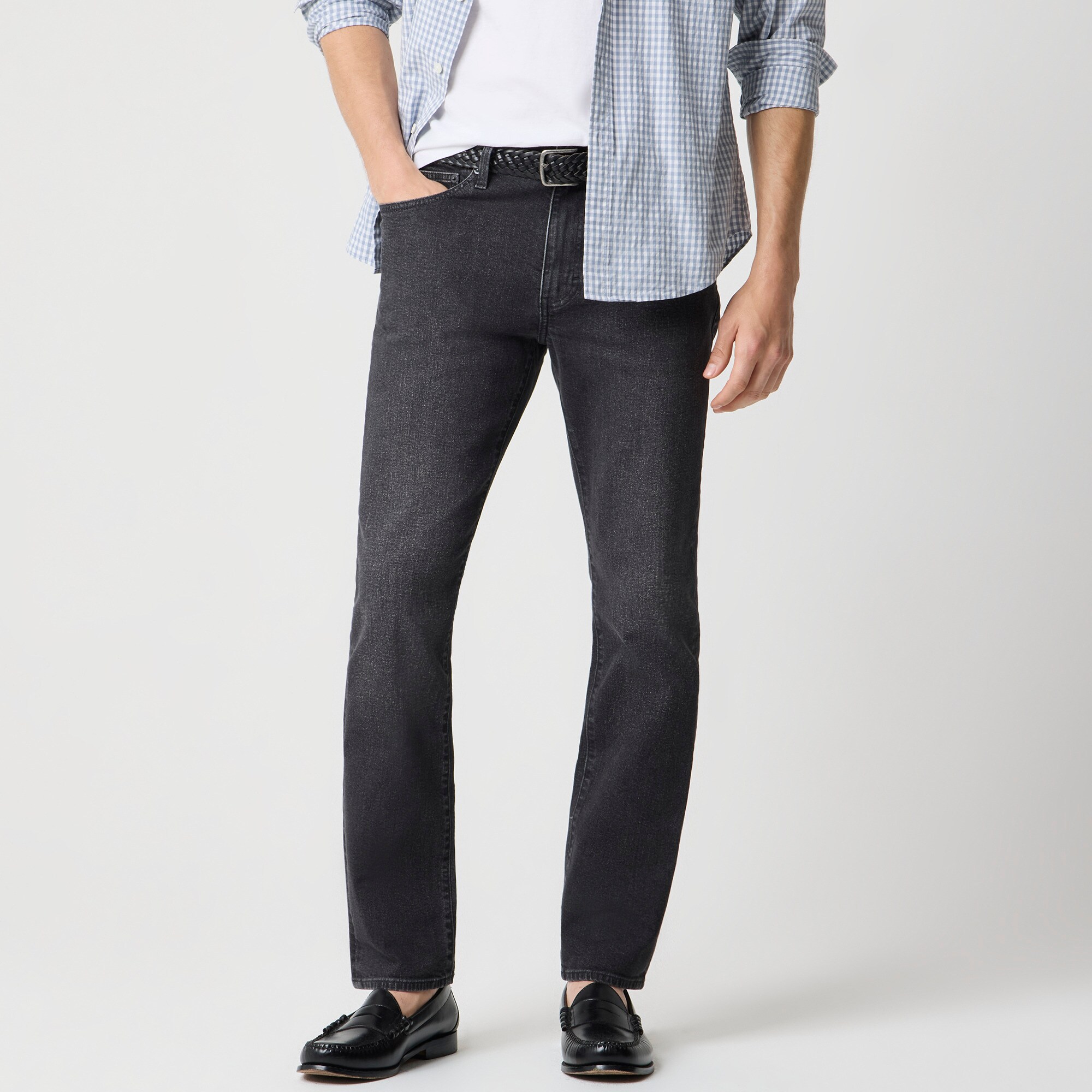mens Straight-fit black jean in vintage stretch