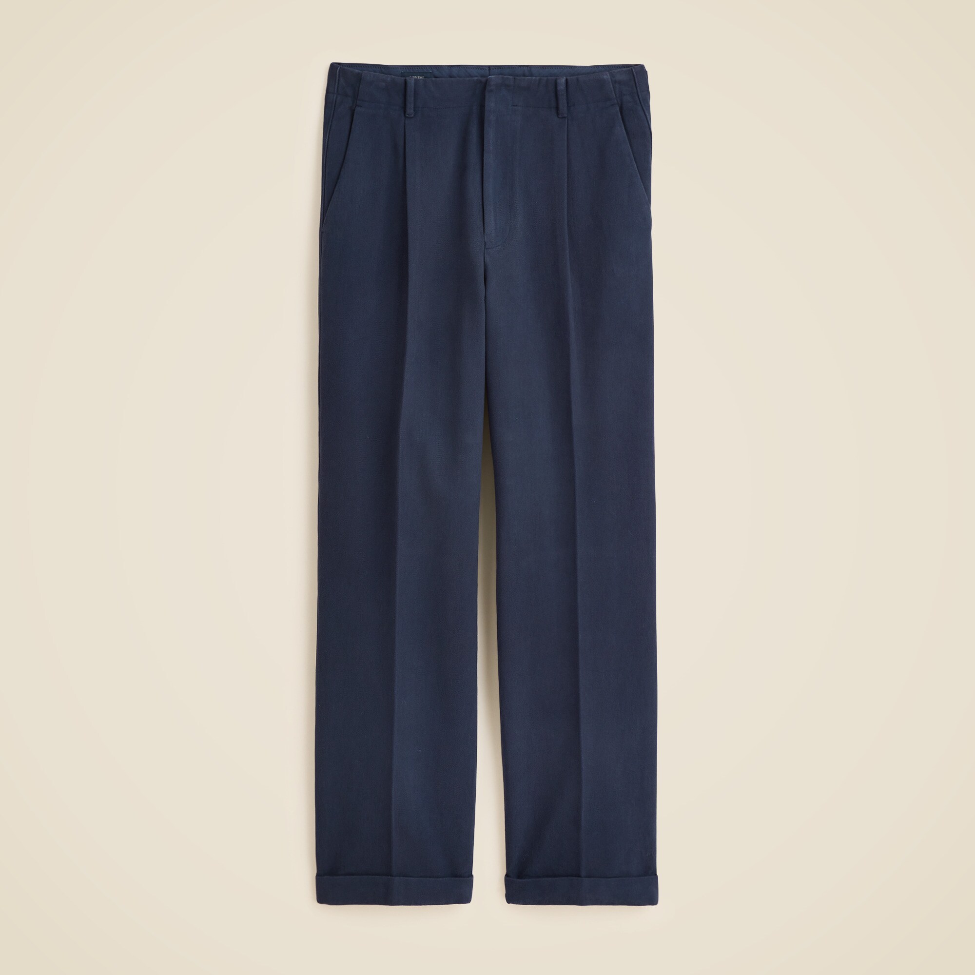 Relaxed-fit suit pant in garment-dyed Italian cotton twill