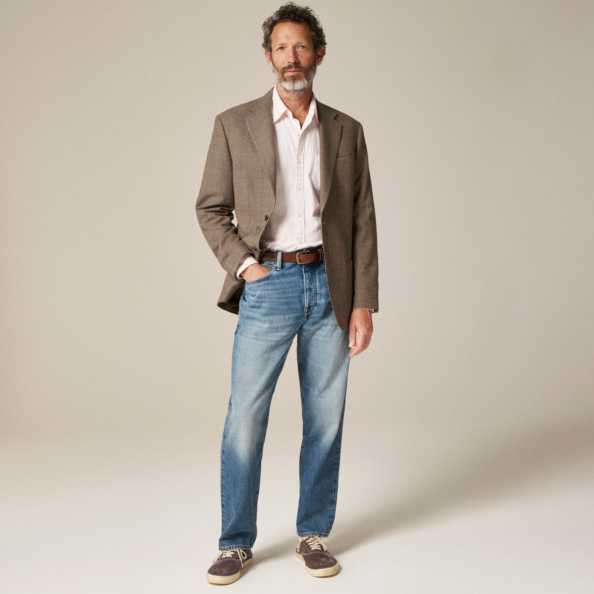 Blazer in English cotton-wool blend twill