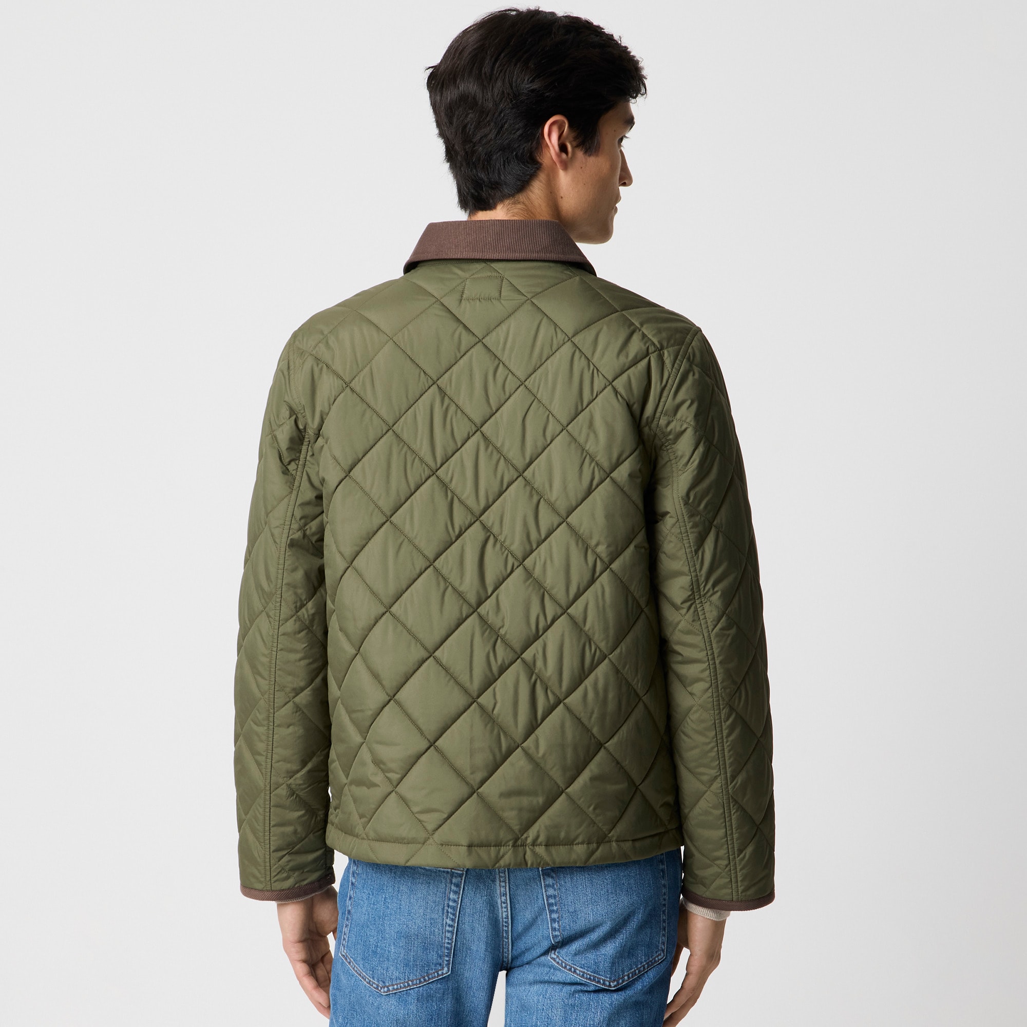 Corduroy-collar quilted jacket