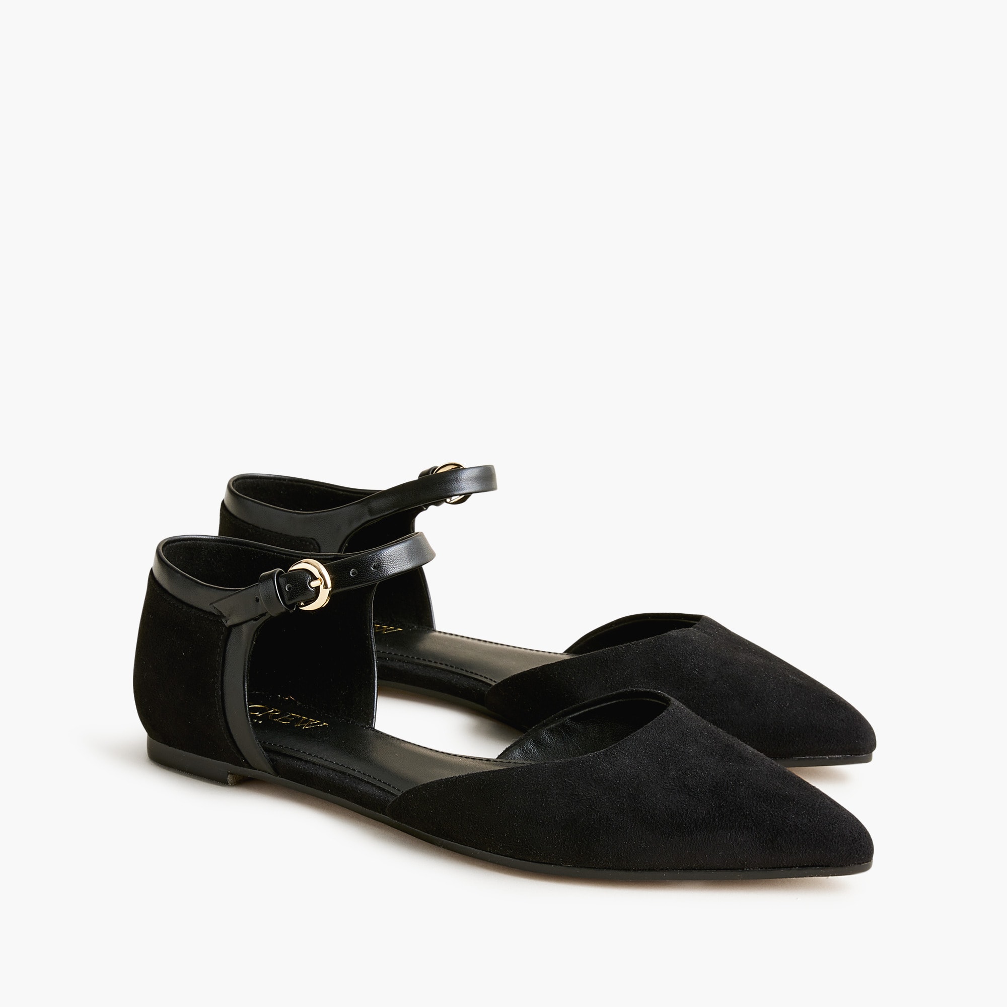 pointed-toe ankle-strap flats for women