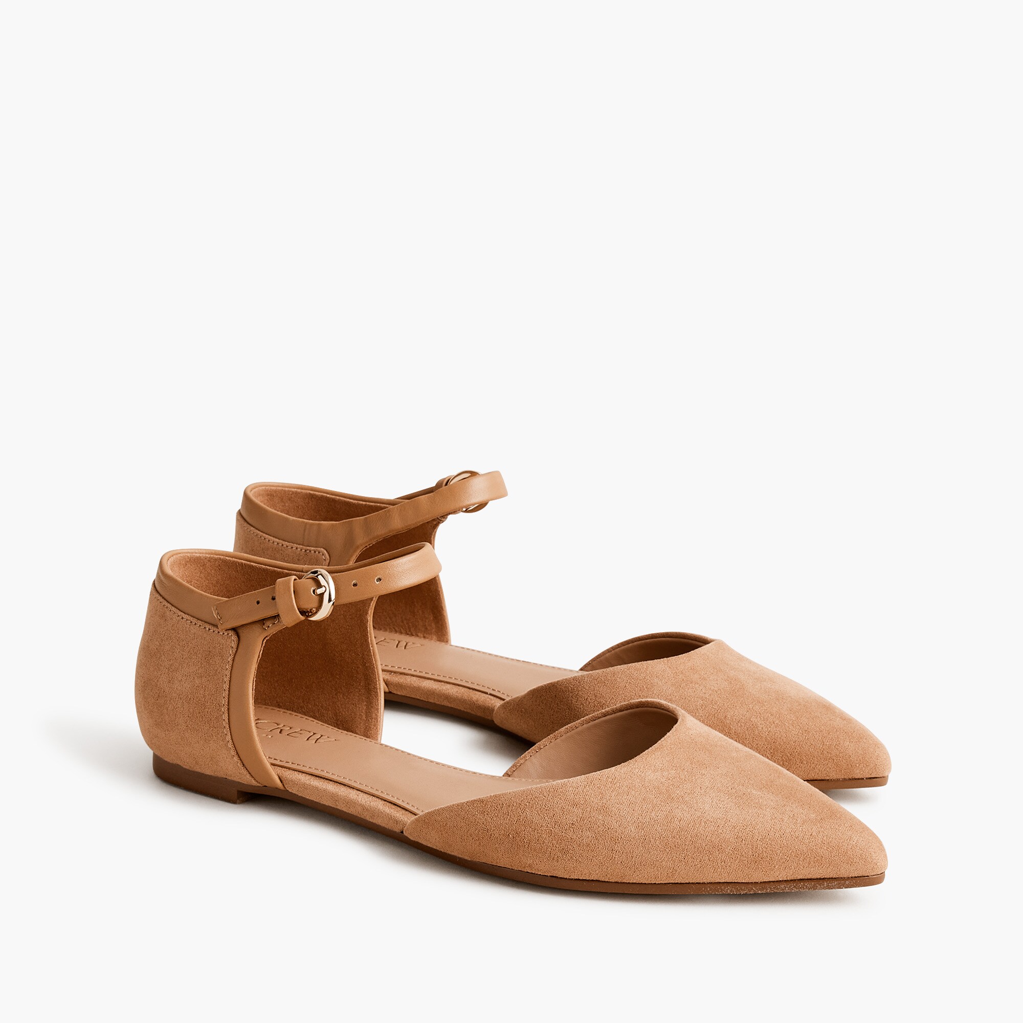 womens Pointed-toe ankle-strap flats