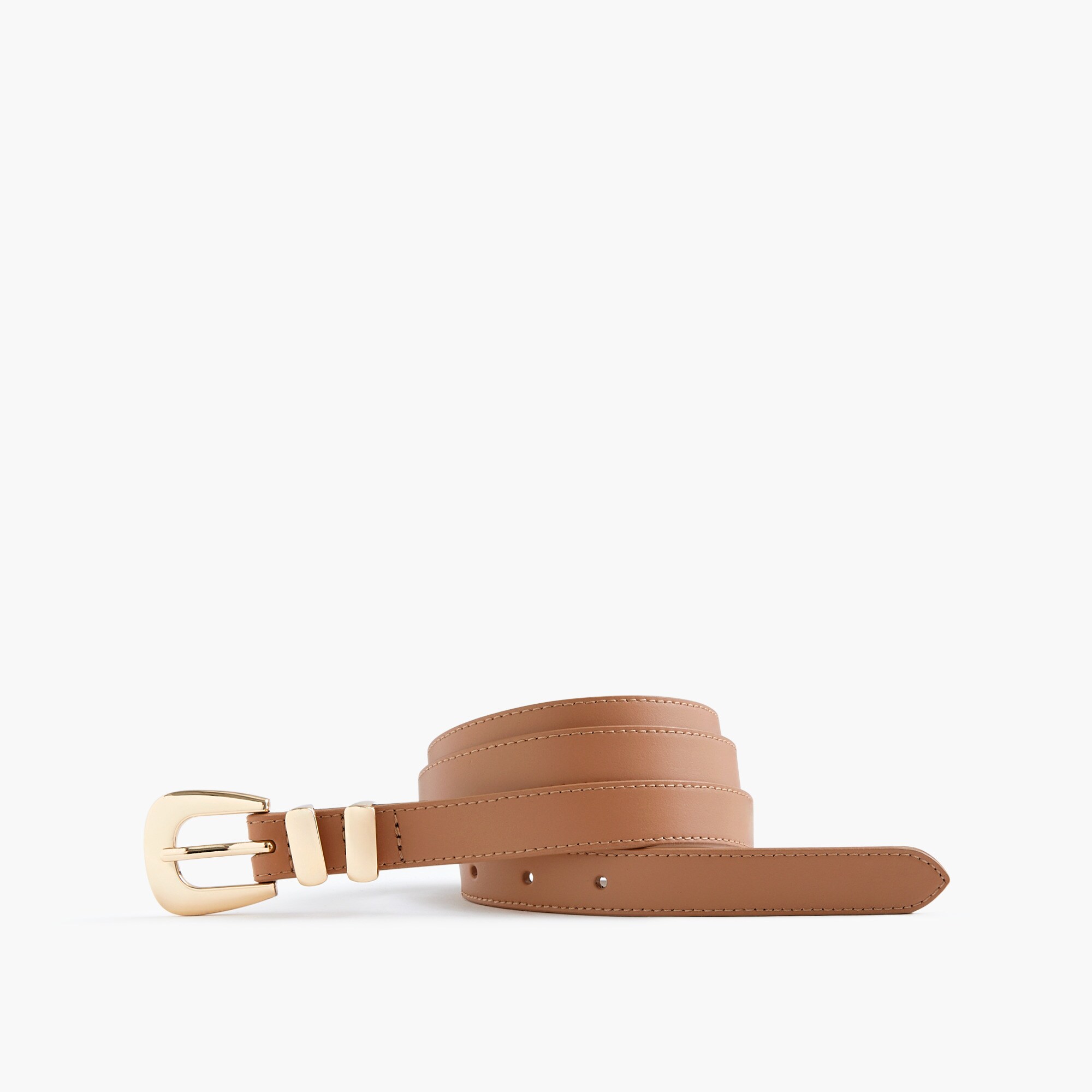 Leather rounded buckle belt