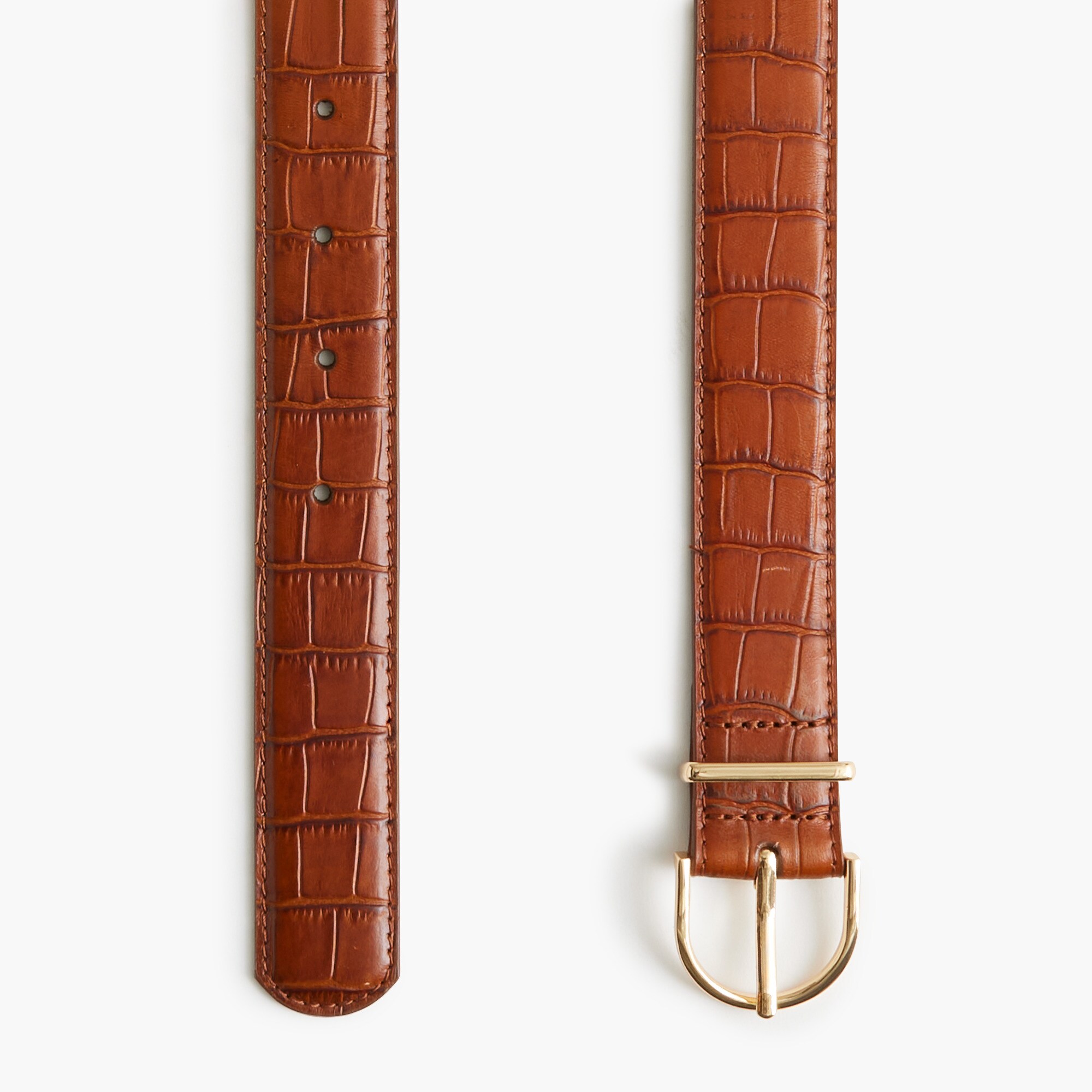 Embossed leather croc buckle belt