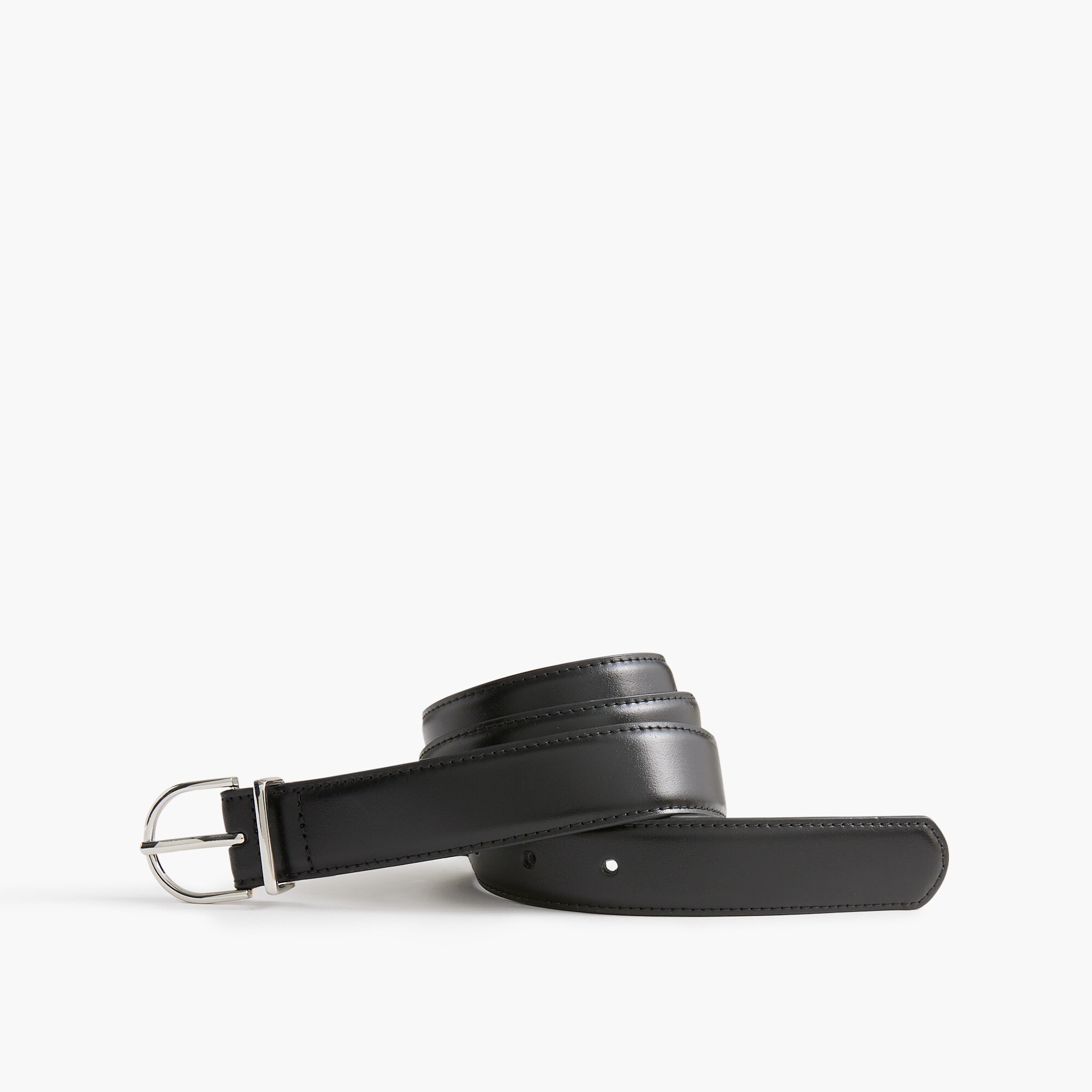 bonded leather round-buckle belt for women