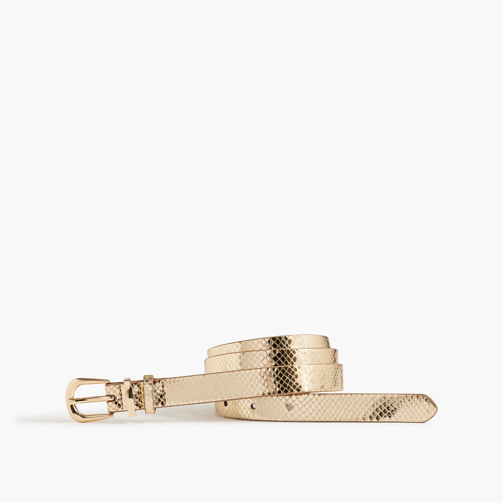 Metallic faux-snakeskin gold belt