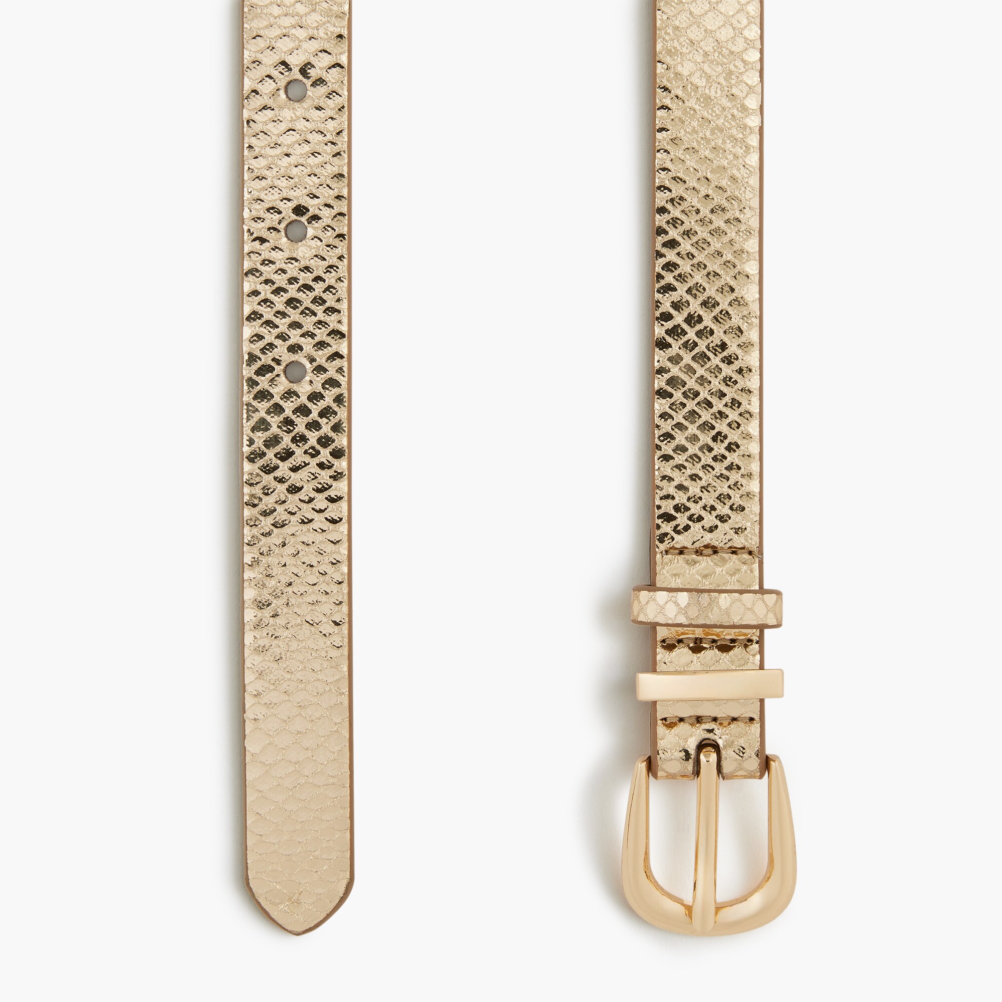 Metallic faux-snakeskin gold belt