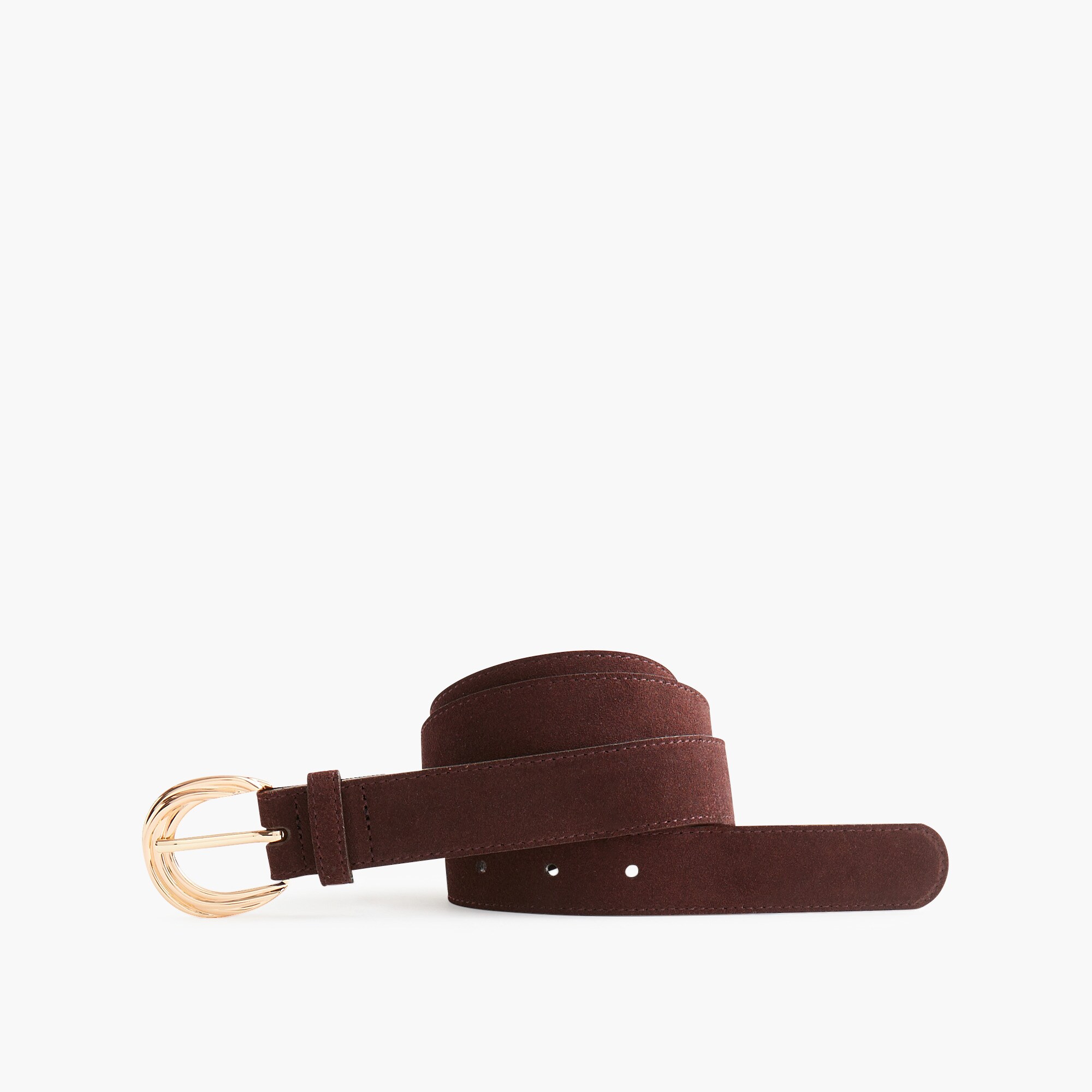Oval-buckle suede belt