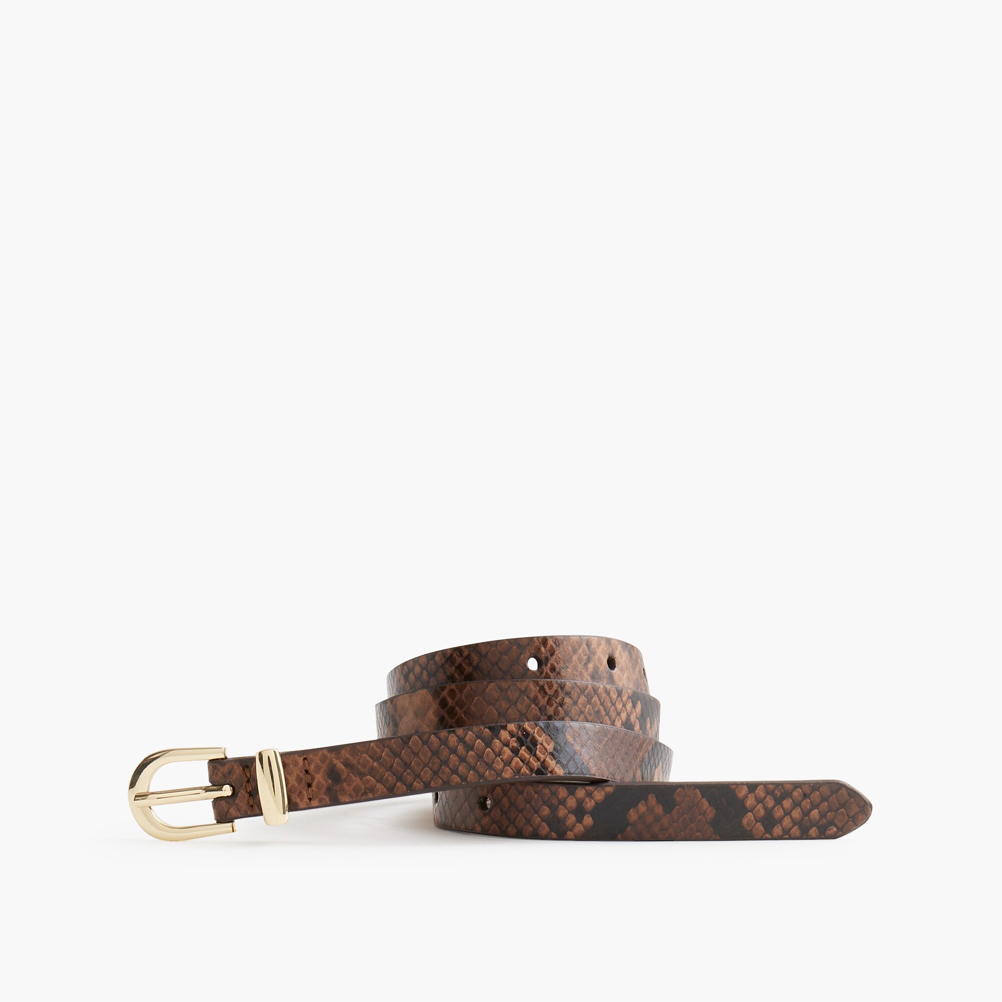 womens Oval-buckle faux-snakeskin belt