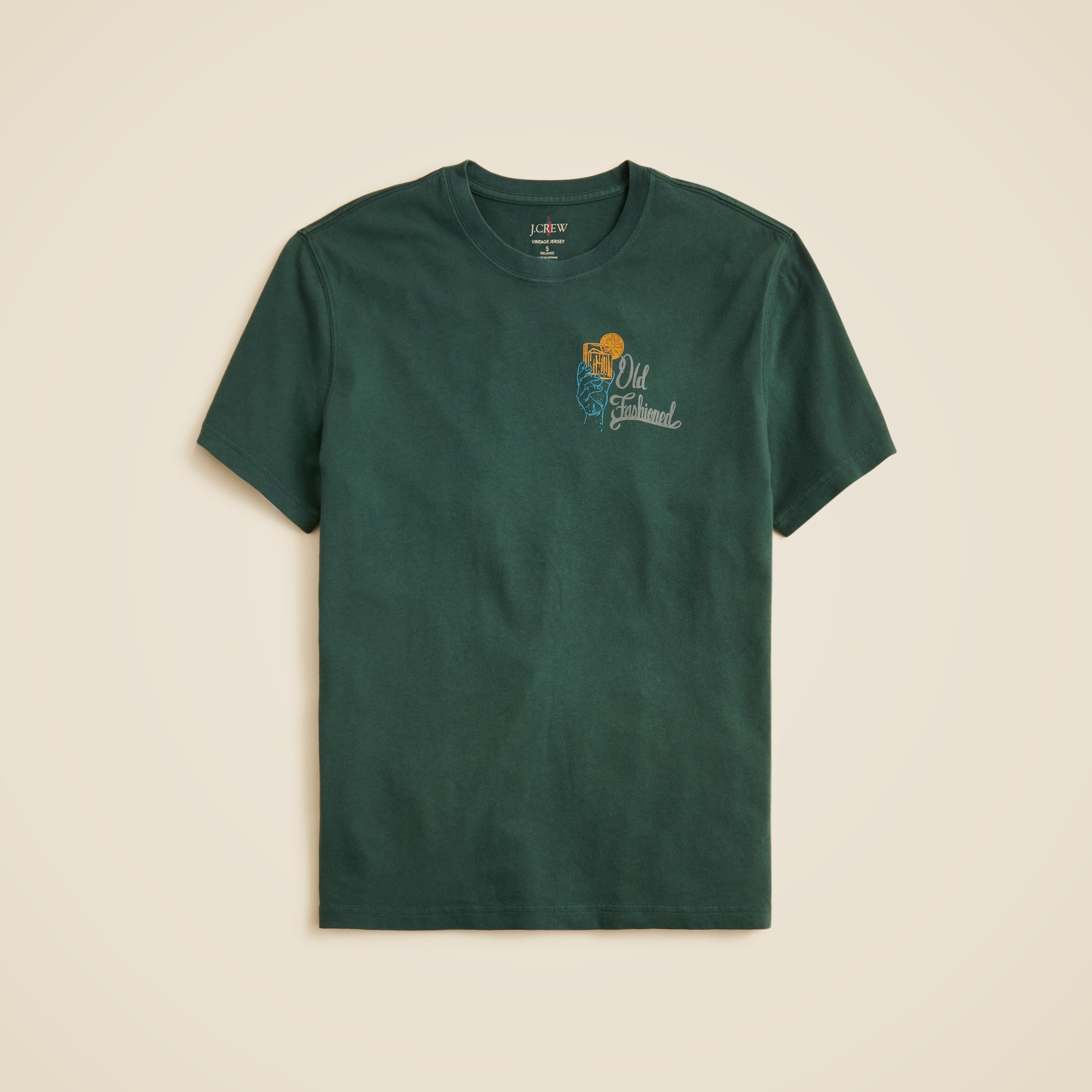  Vintage-wash cotton &quot;Old-Fashioned&quot; graphic T-shirt