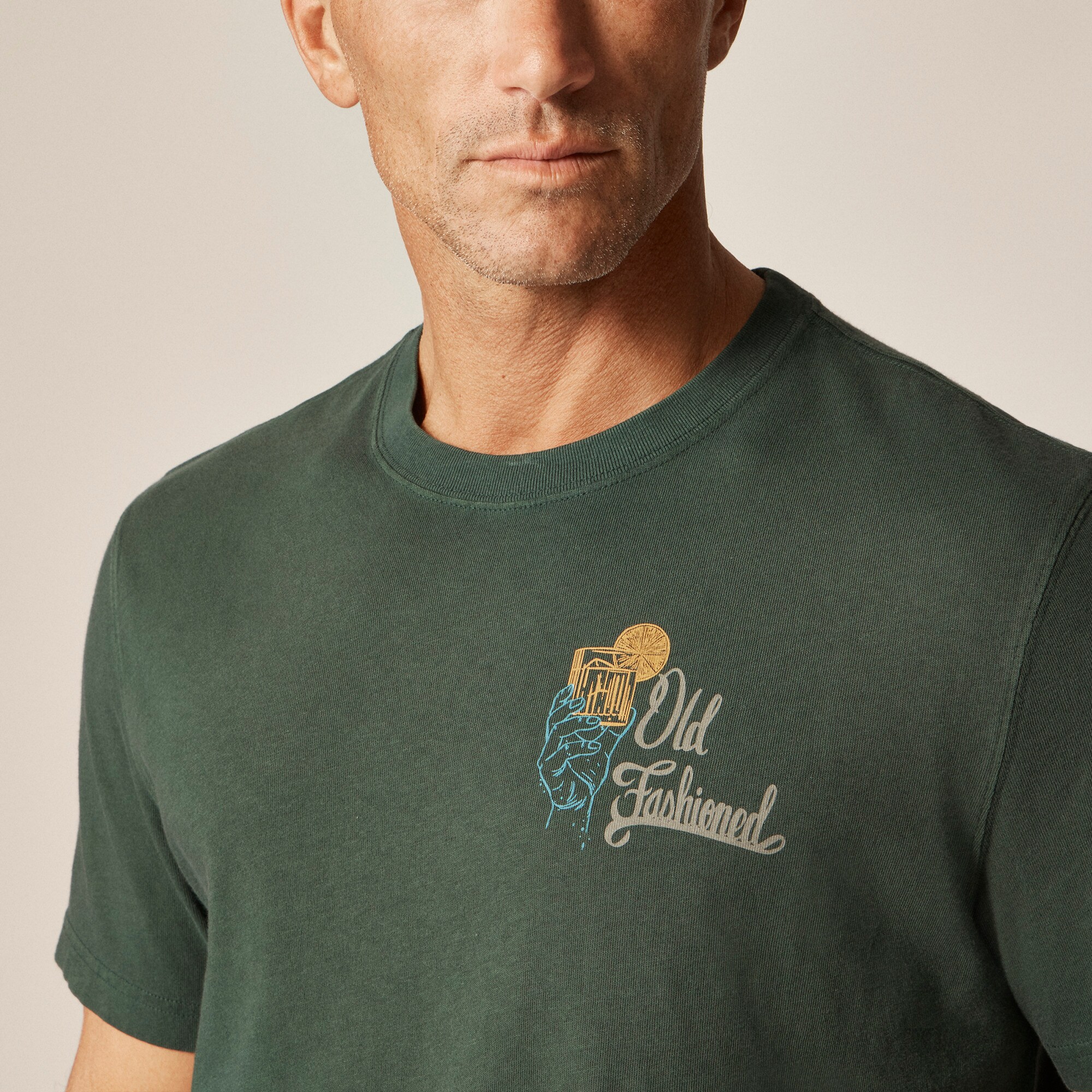 Vintage-wash cotton "Old-Fashioned" graphic T-shirt