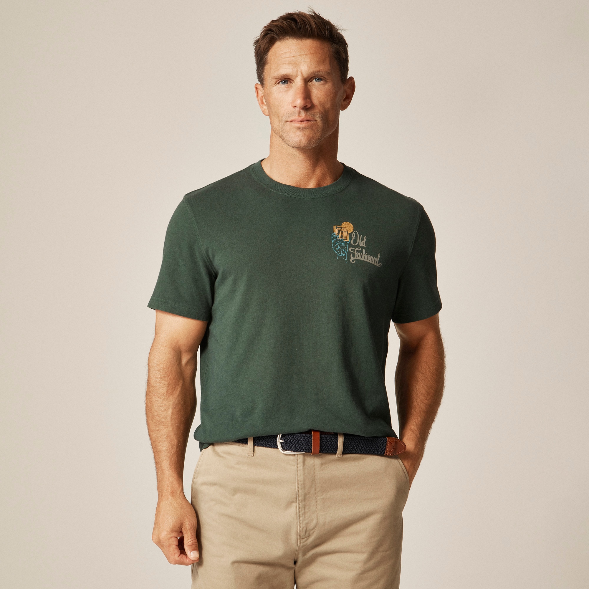  Vintage-wash cotton "Old-Fashioned" graphic T-shirt