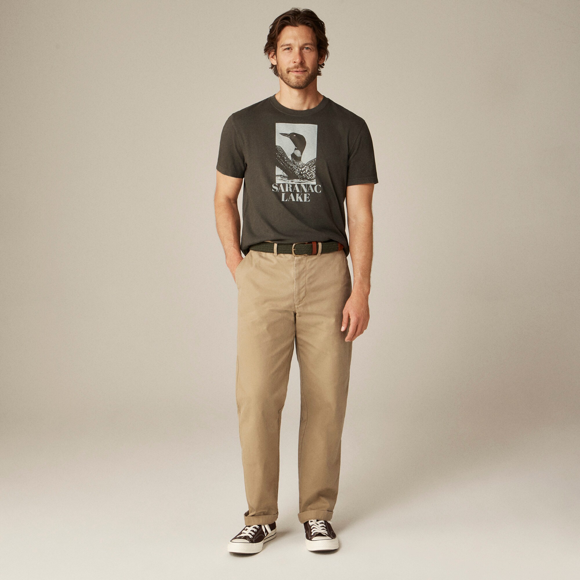 Vintage-wash cotton "Powder Day" graphic T-shirt