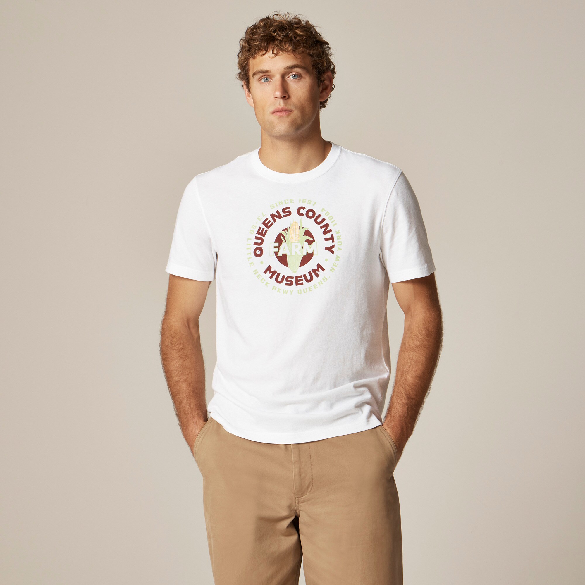  Vintage-wash cotton "Queens" graphic T-shirt