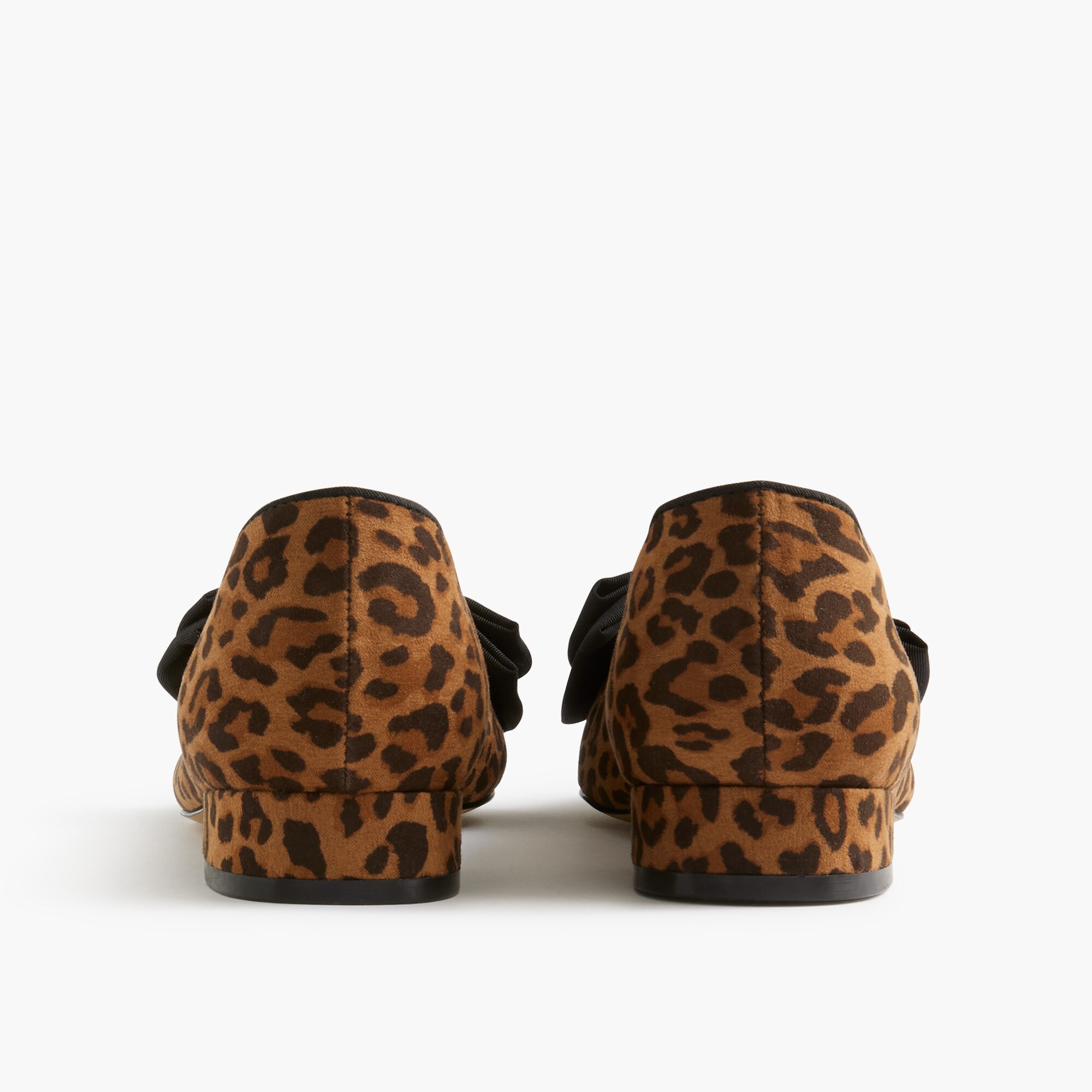 Leopard-print low-heel bow loafers