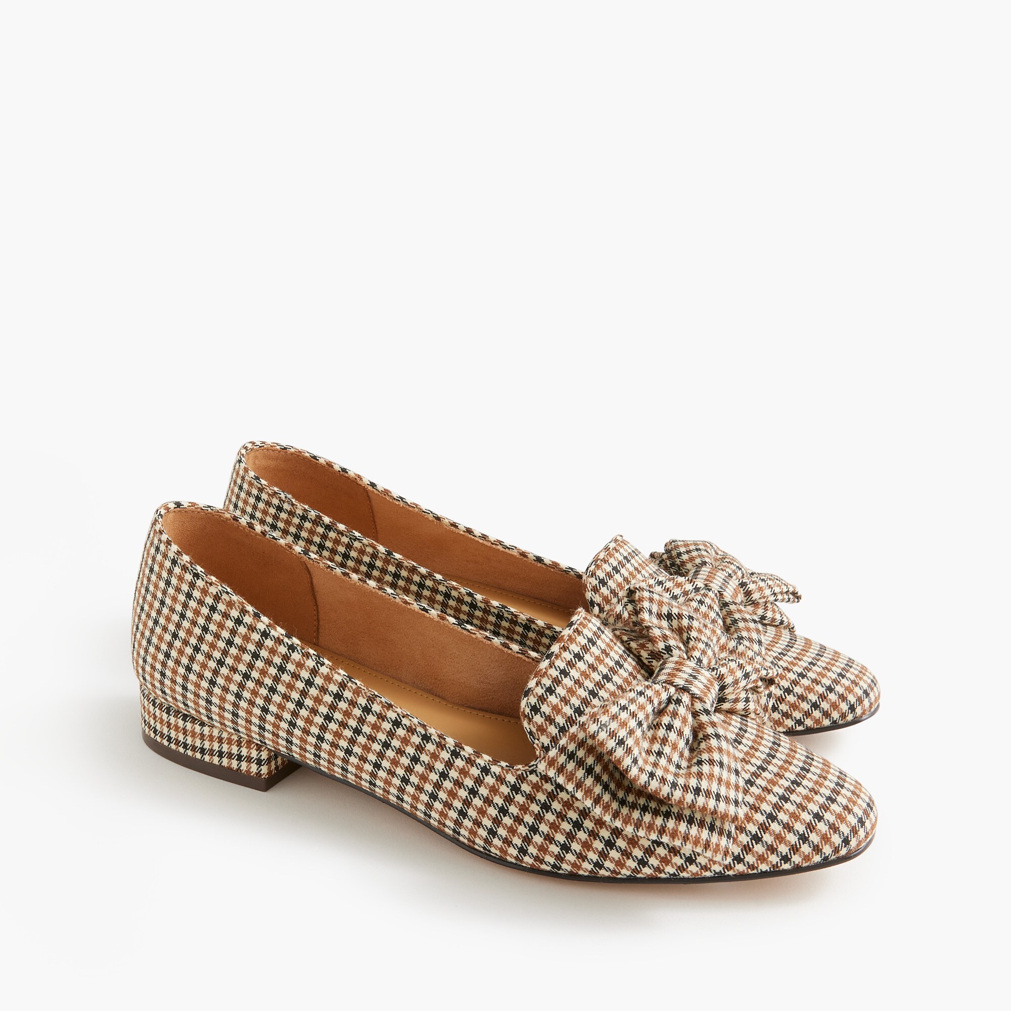 gingham-bow low-heel loafers for women